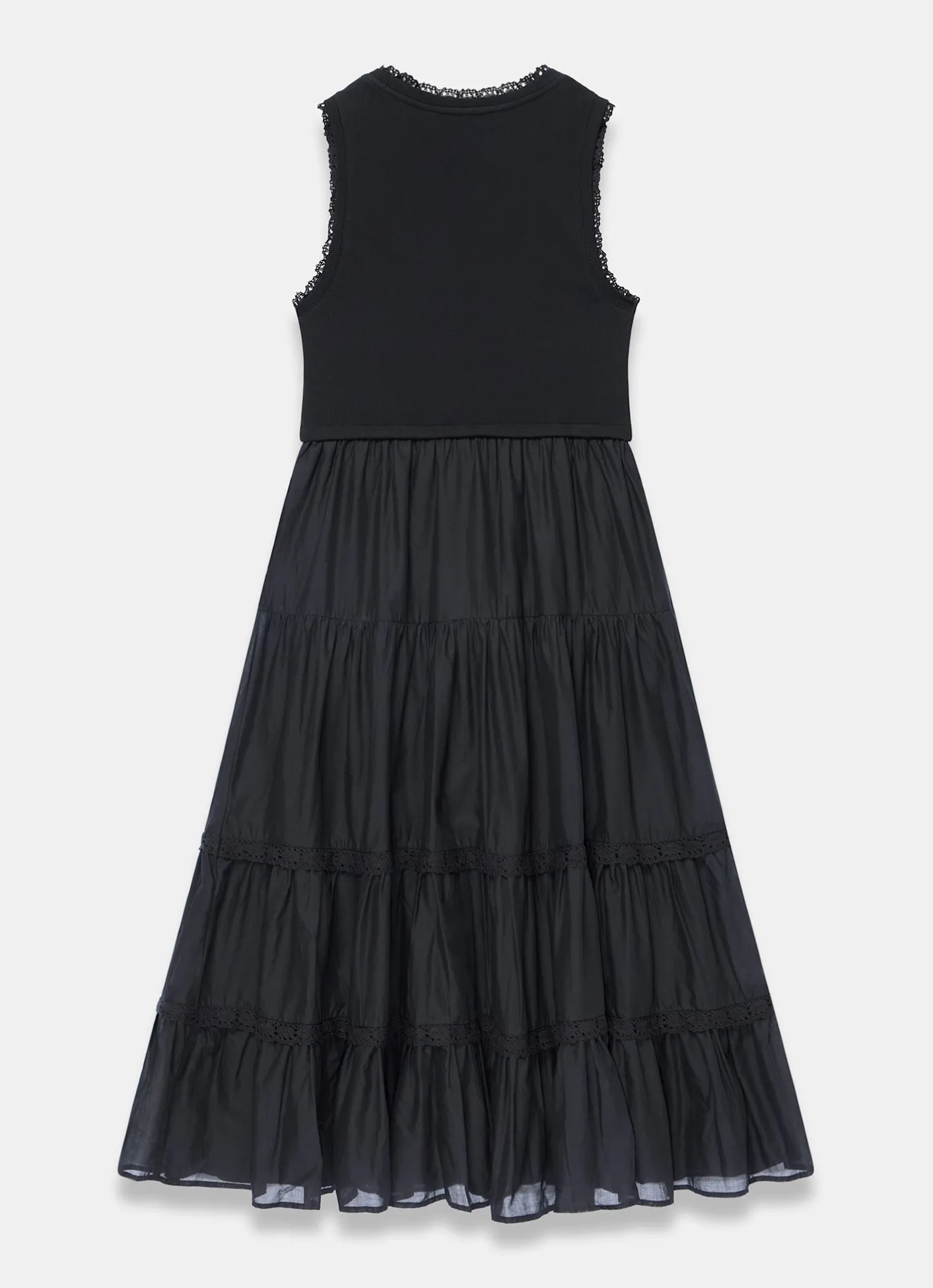 Best Crochet Trim Tiered Midi Dress Midi Dresses|Crochet