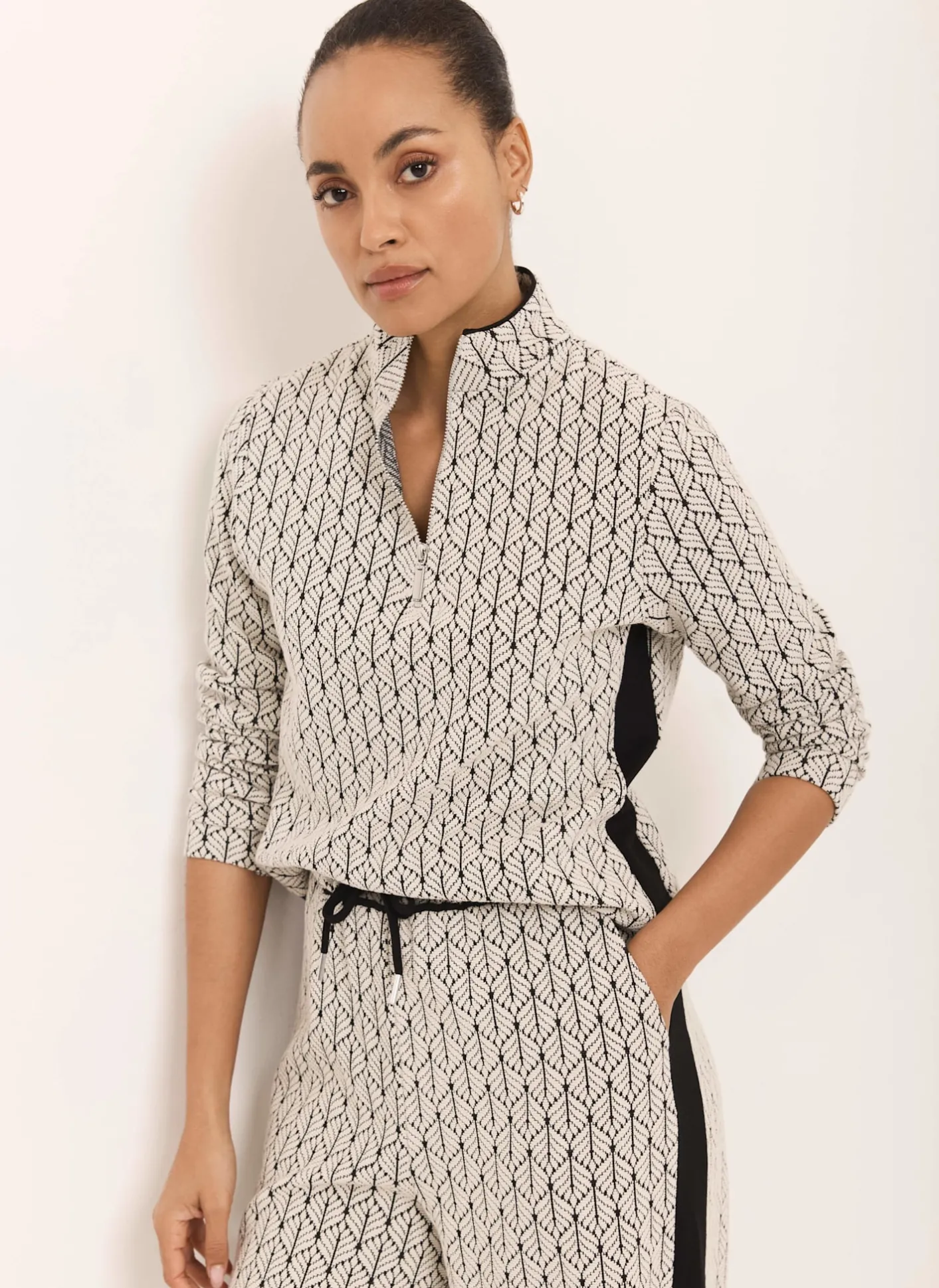 Hot Jacquard Zip Top Sweatshirts|Sweatshirts