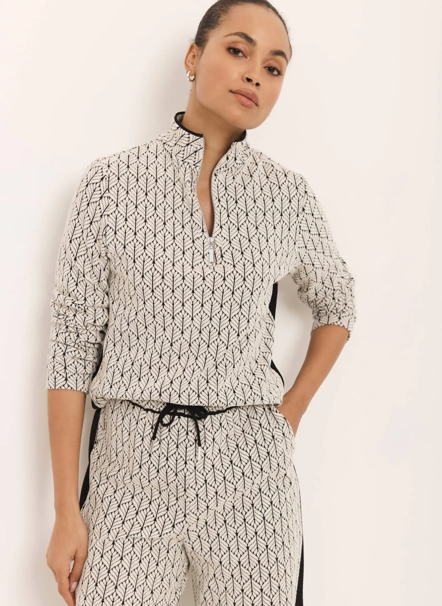 Hot Jacquard Zip Top Sweatshirts|Sweatshirts