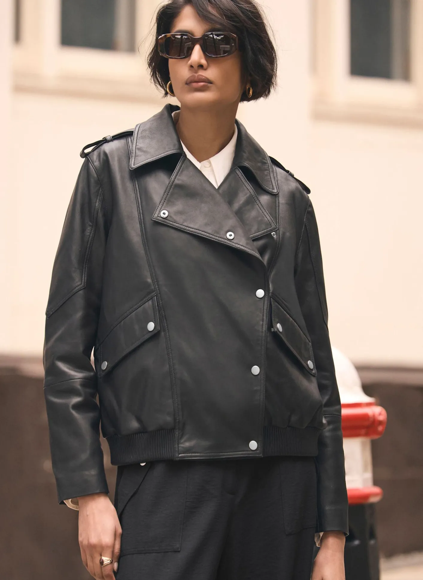 Leather Relaxed Biker Jacket Jackets|Leather & Suede Jackets
