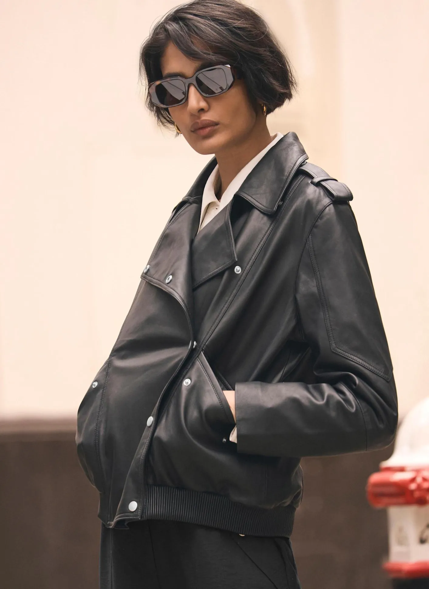 Leather Relaxed Biker Jacket Jackets|Leather & Suede Jackets