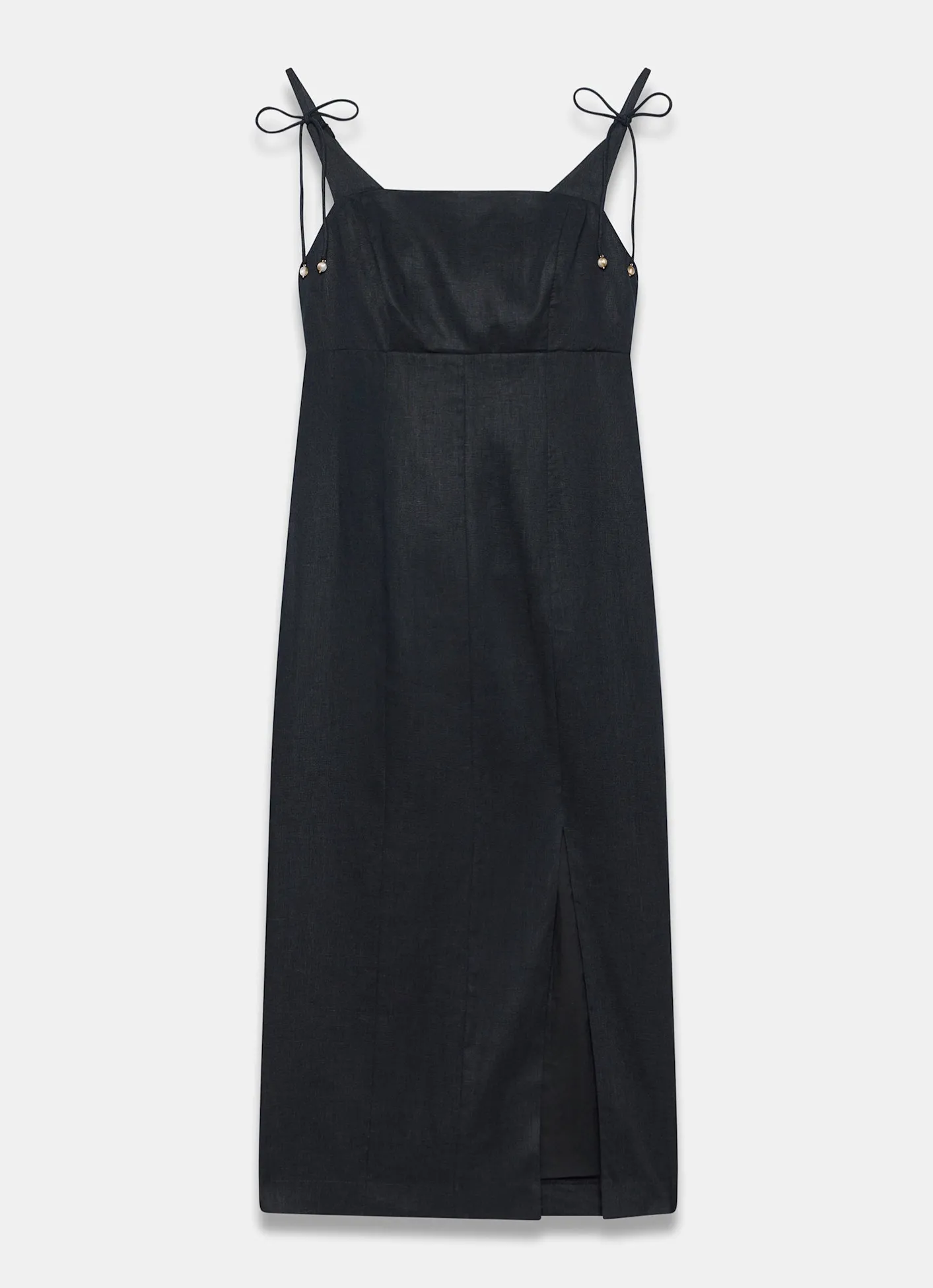 Discount Linen Bow Detail Midi Dress Summer Dresses|Midi Dresses