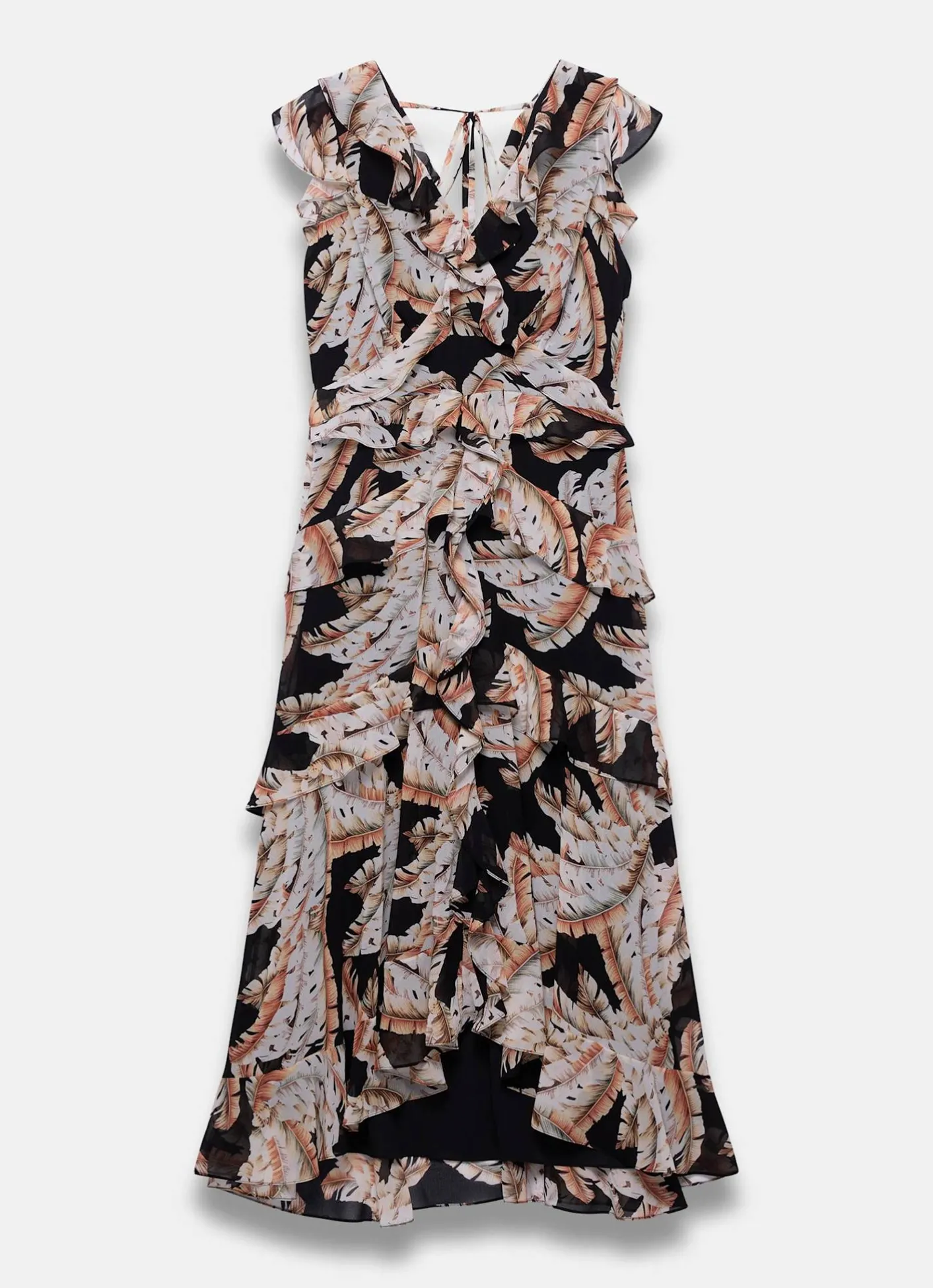 Online Palm Print Ruffle Midi Dress Occasion Dresses|Occasion Dresses