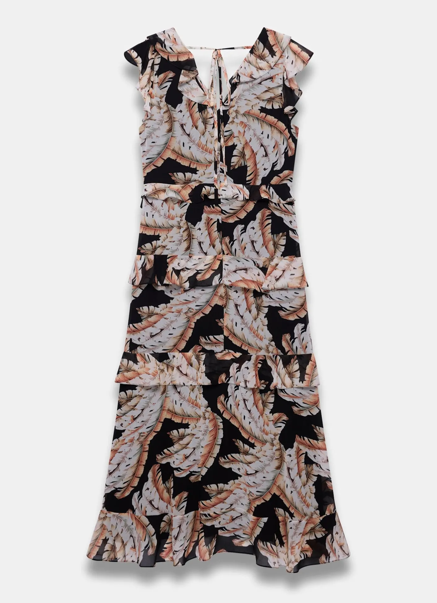 Online Palm Print Ruffle Midi Dress Occasion Dresses|Occasion Dresses