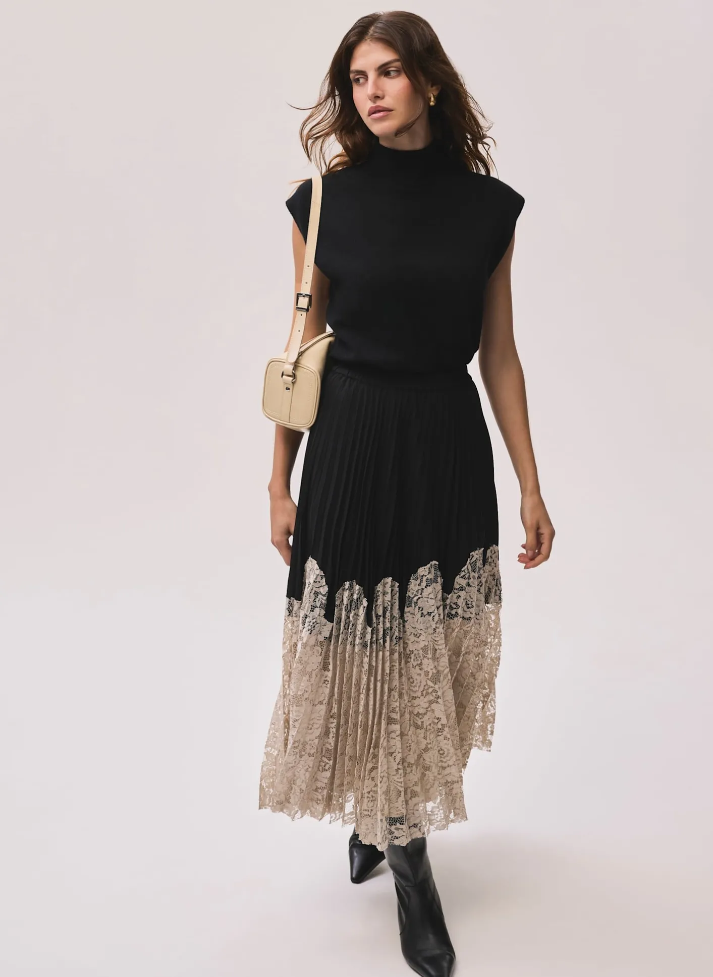 Best Pleated Lace Hem Midi Skirt Midi Skirts|Skirts