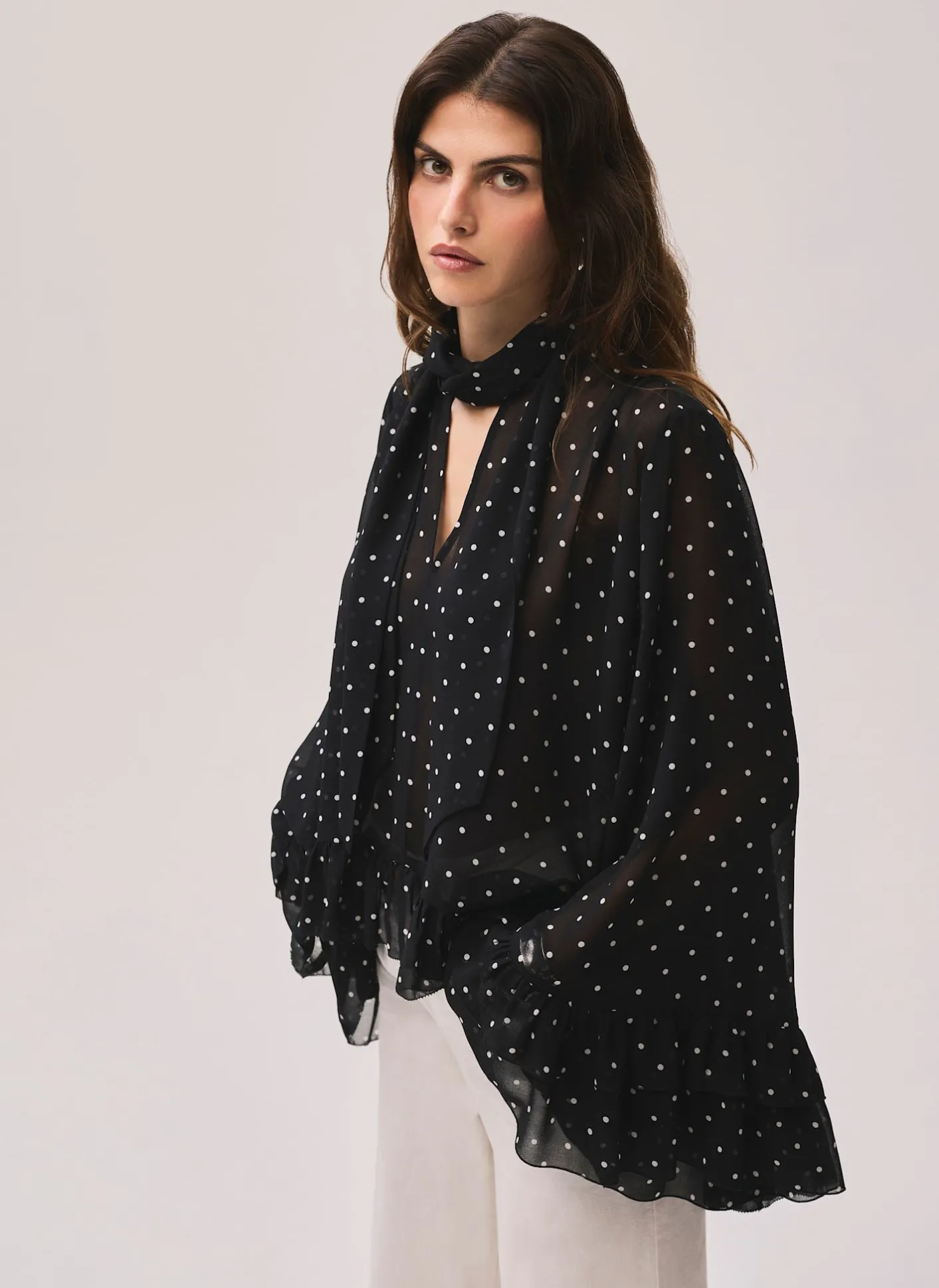 Clearance Polka Dot Print Blouse Shirts & Blouses