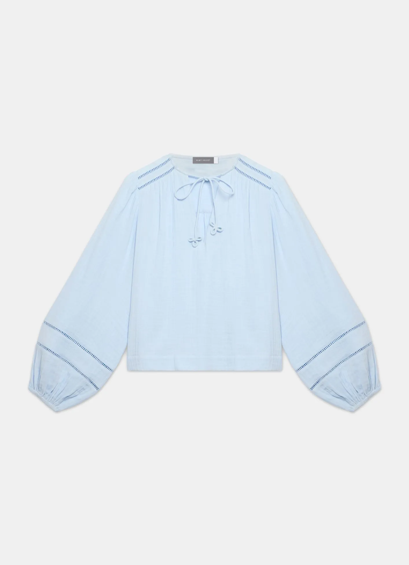 Cotton Cheesecloth Open Stitch Blouse Shirts & Blouses