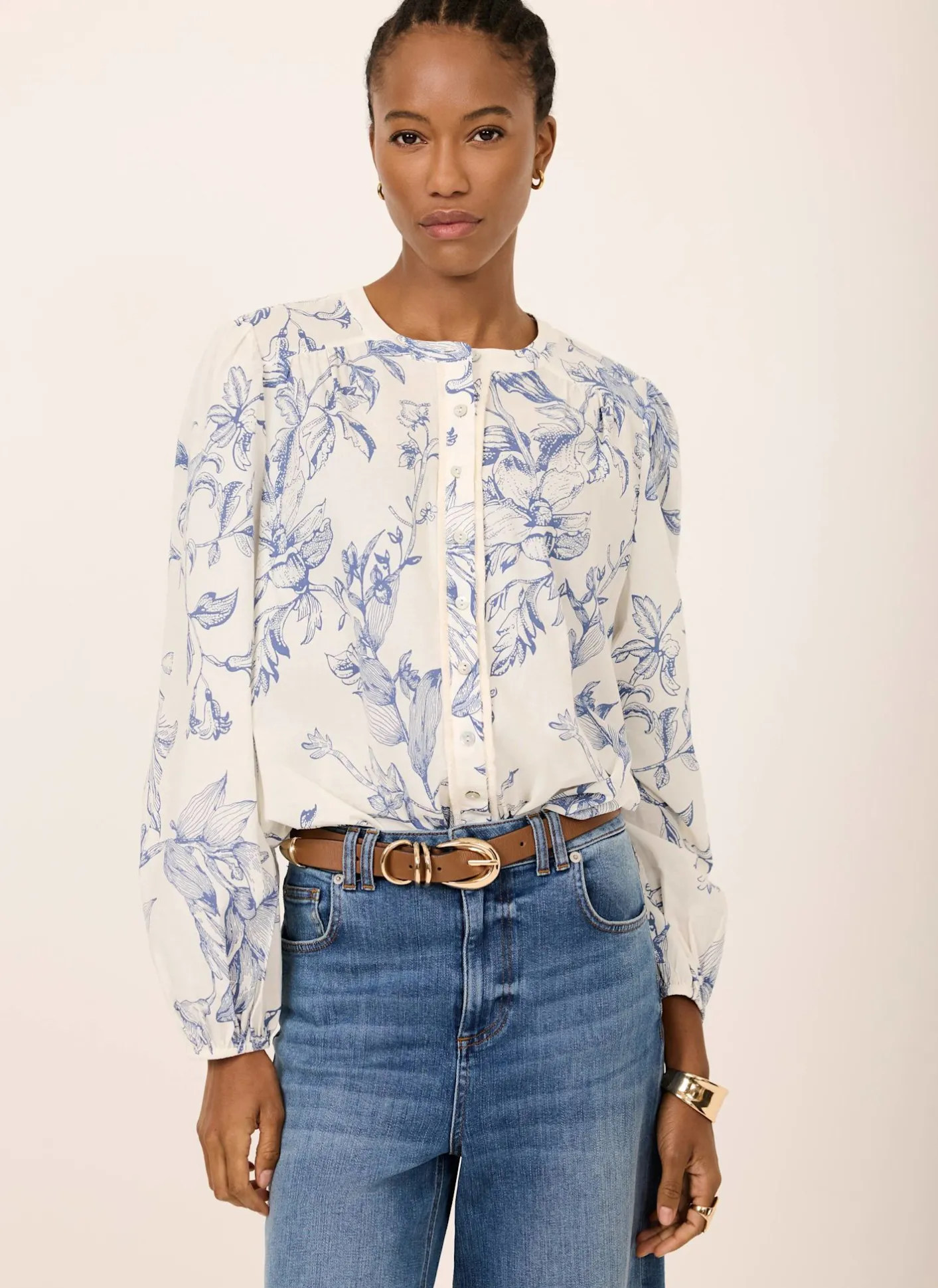 Hot Cotton Floral Print Blouse Shirts & Blouses|All Tops