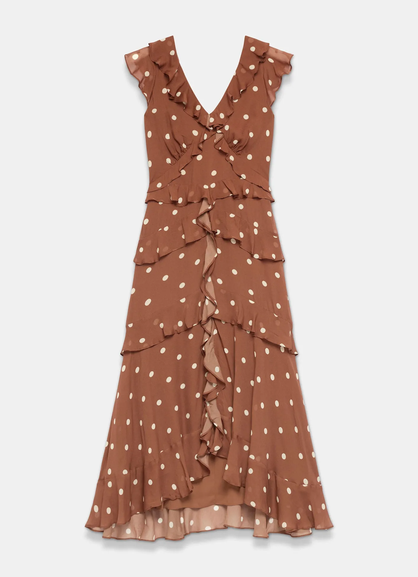 New Polka Dot Print Ruffle Midi Dress Occasion Dresses|Occasion Dresses