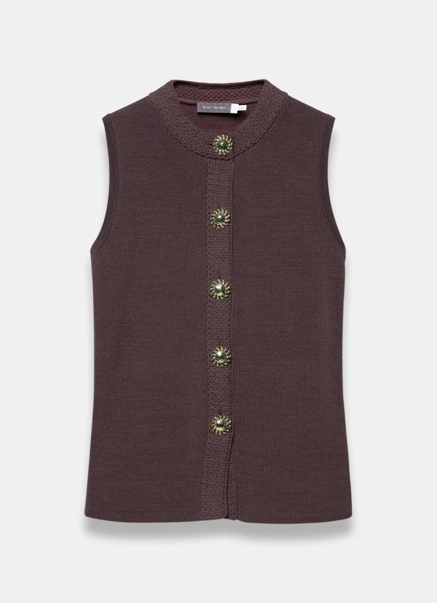 New Sunray Button Knit Sleeveless Top Knitted Tops|Knitted Tops