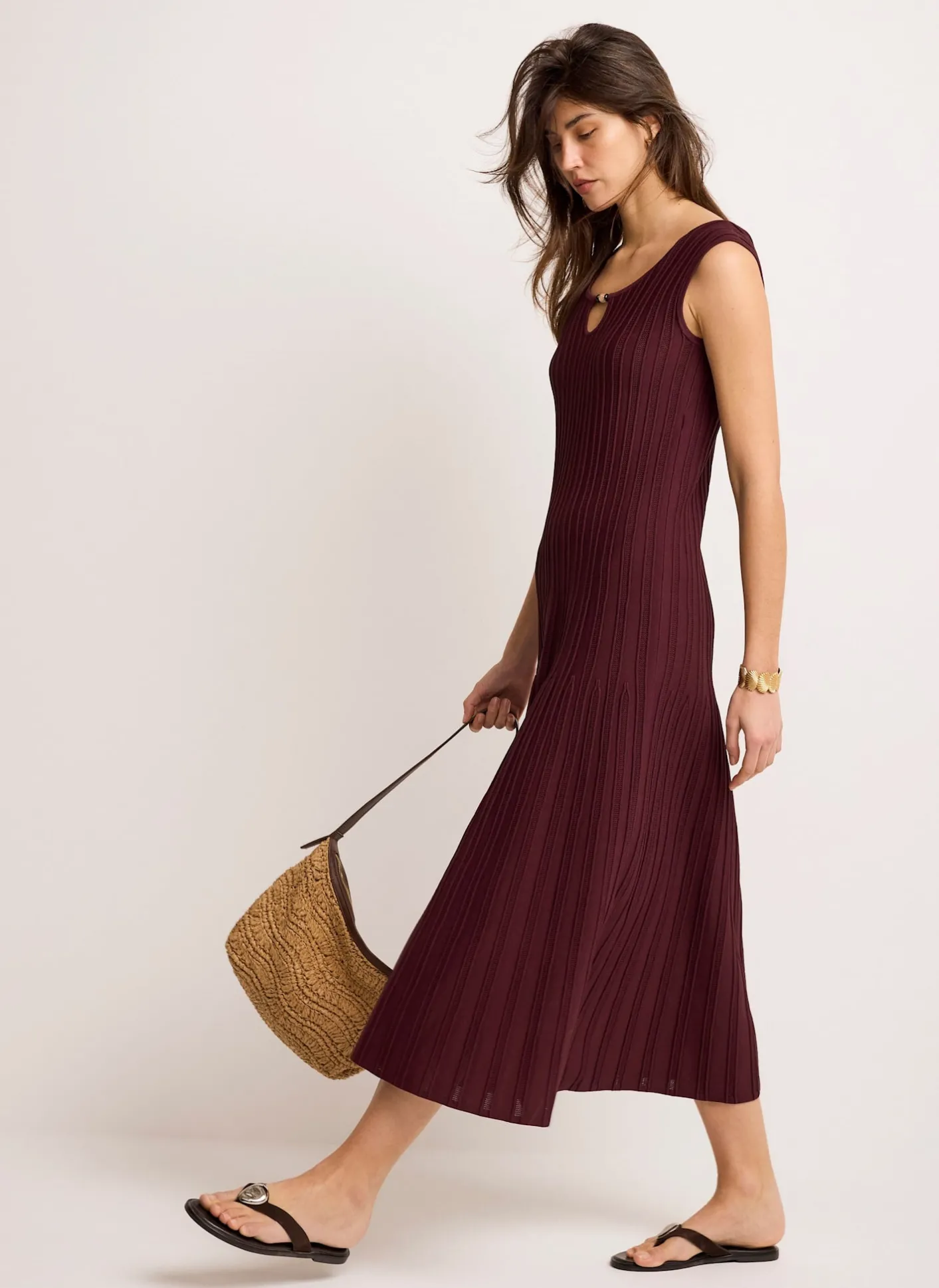 Outlet Ribbed Beaded Midi Dress Summer Dresses|Midi Dresses