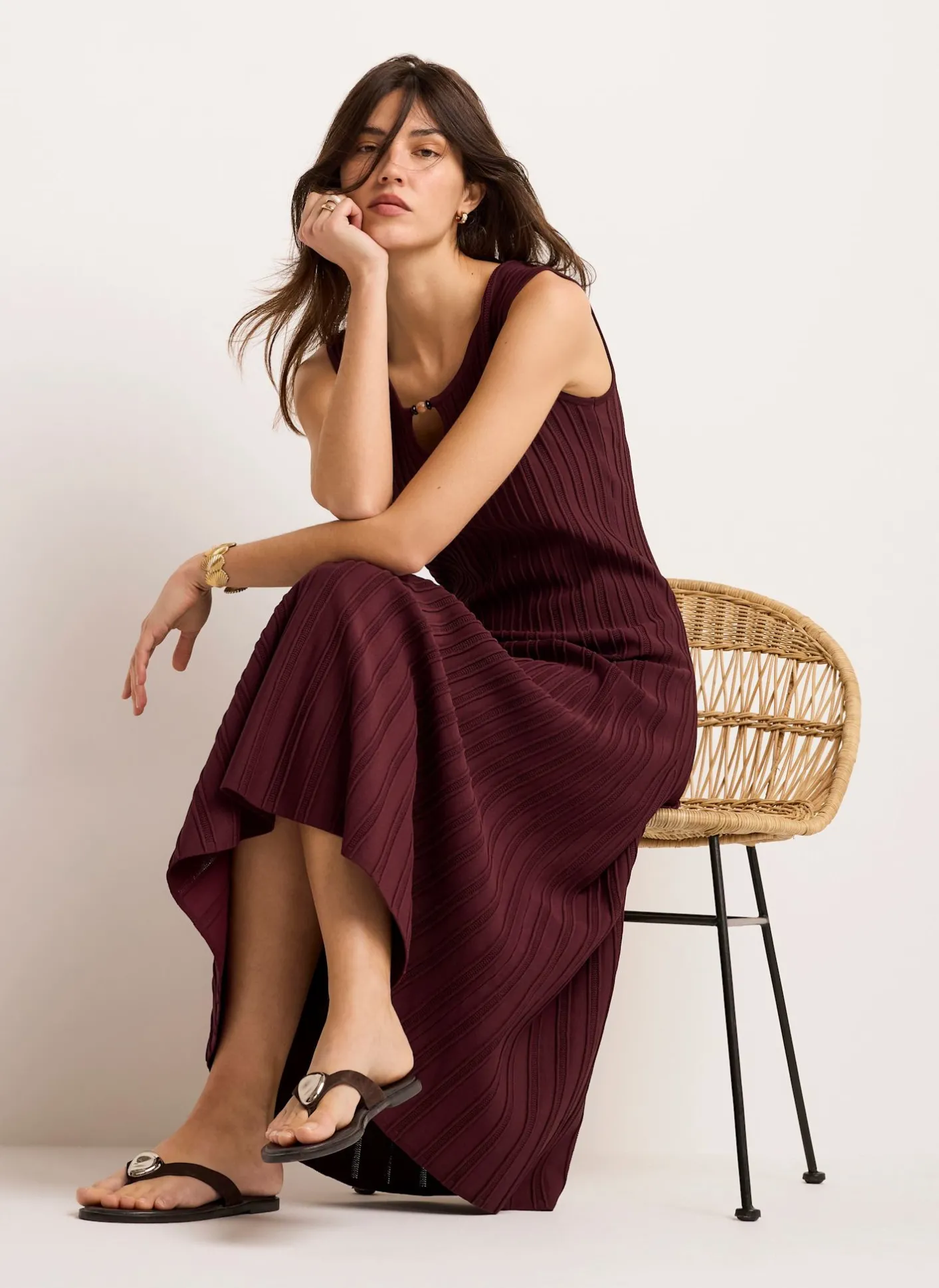 Outlet Ribbed Beaded Midi Dress Summer Dresses|Midi Dresses