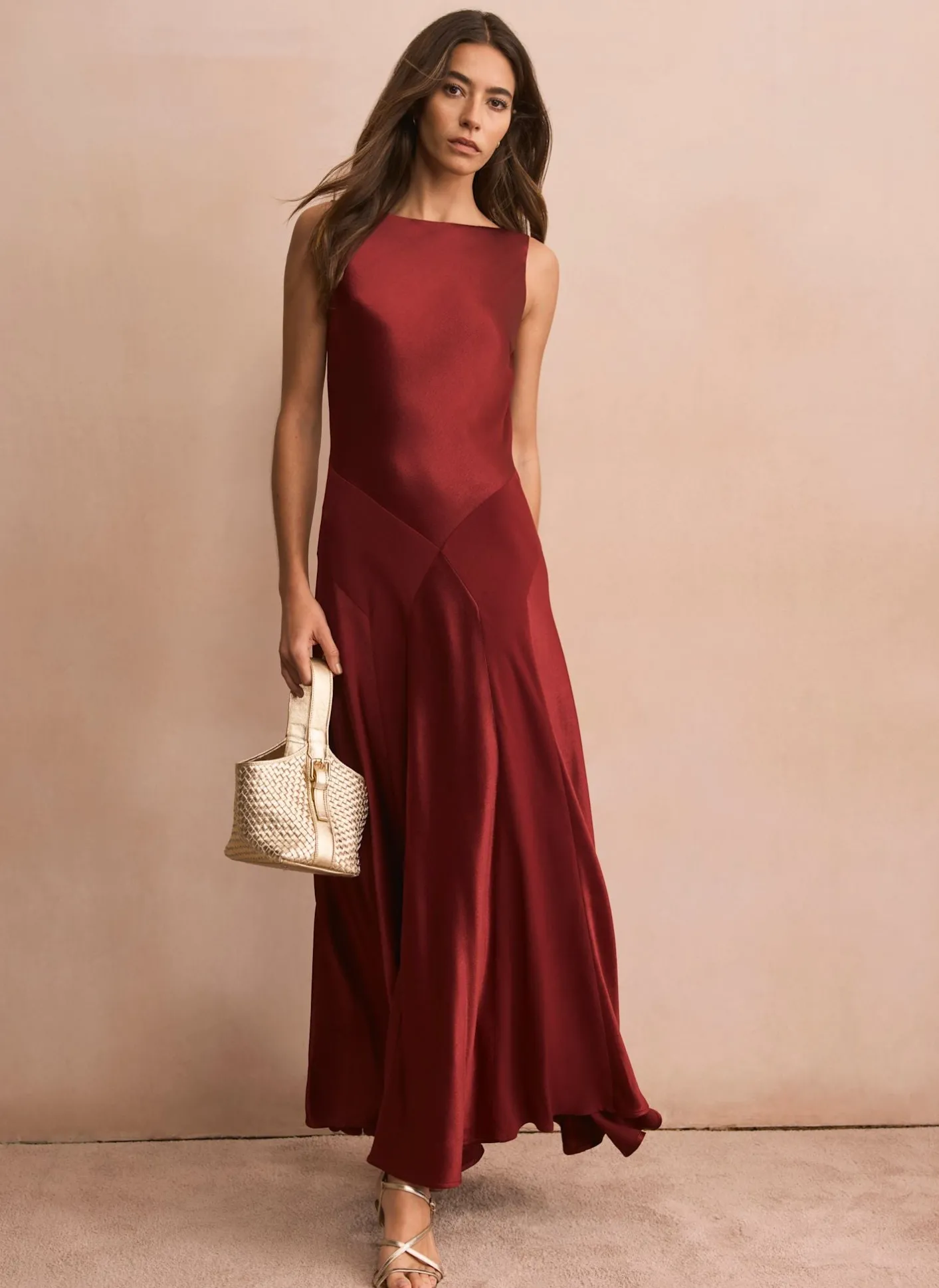 Hot Satin Panelled Maxi Dress Occasion Dresses|Occasion Dresses