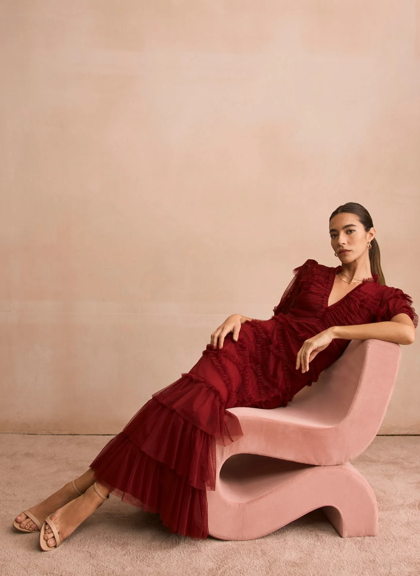 New Tulle Ruffle Maxi Dress Occasion Dresses|Occasion Dresses