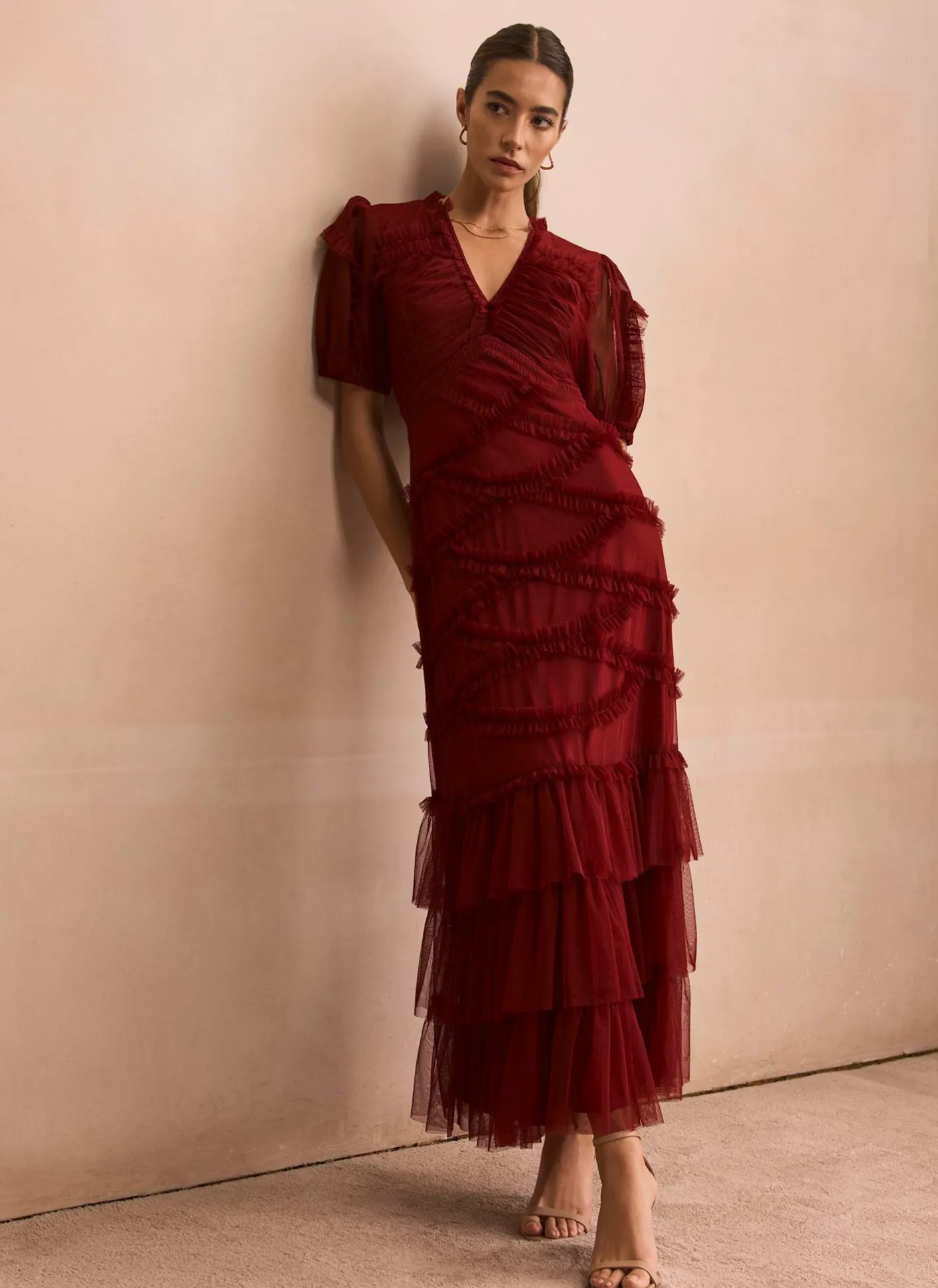 New Tulle Ruffle Maxi Dress Occasion Dresses|Occasion Dresses