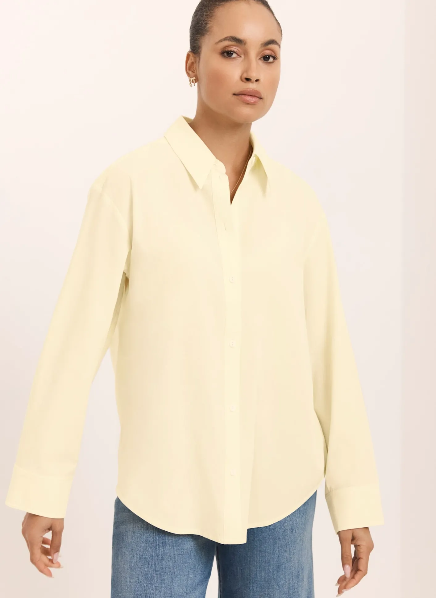 Discount Butter Oversized Long Sleeve Shirt Shirts & Blouses