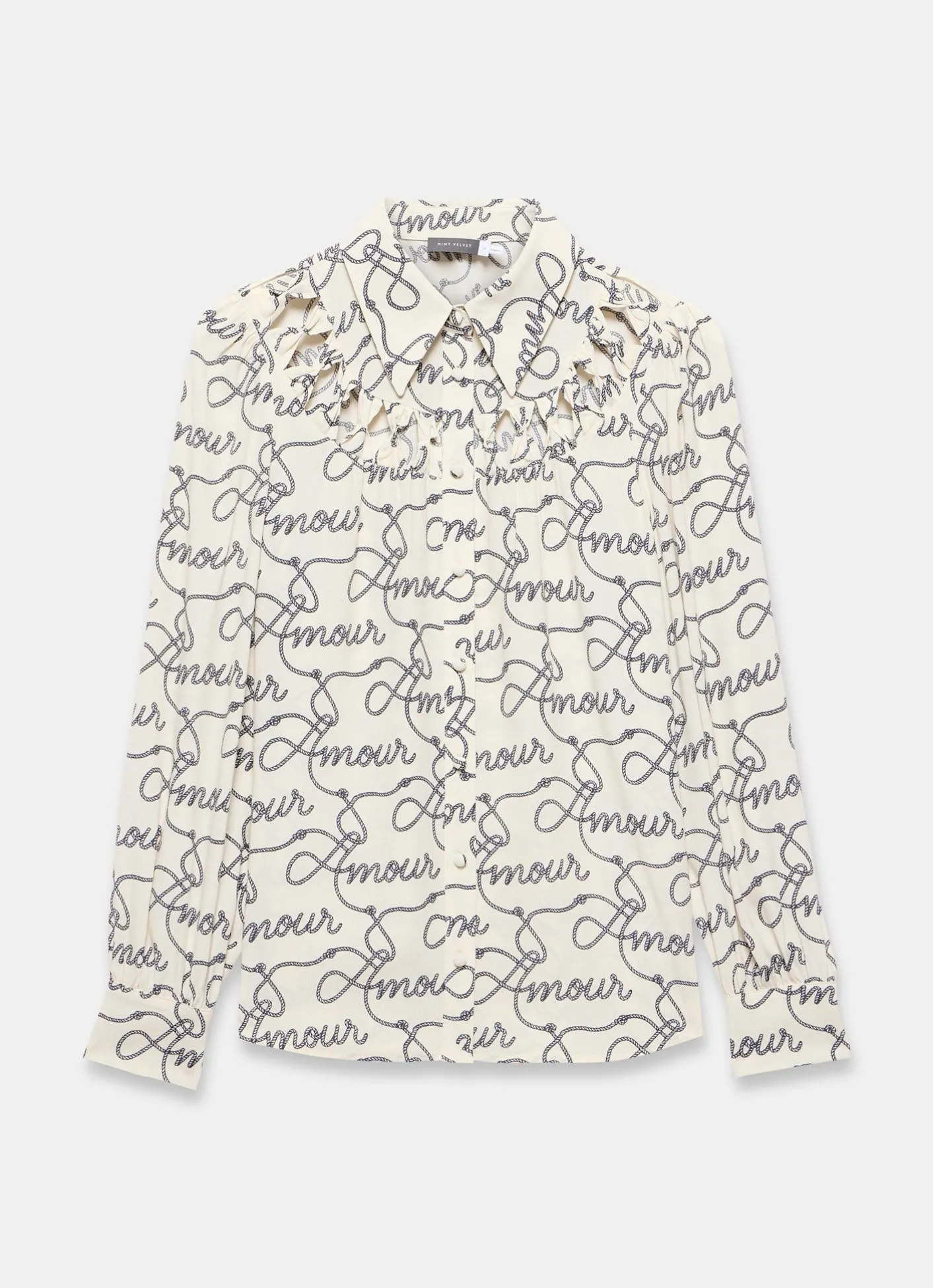 Clearance Amour Print Bow Shirt Shirts & Blouses
