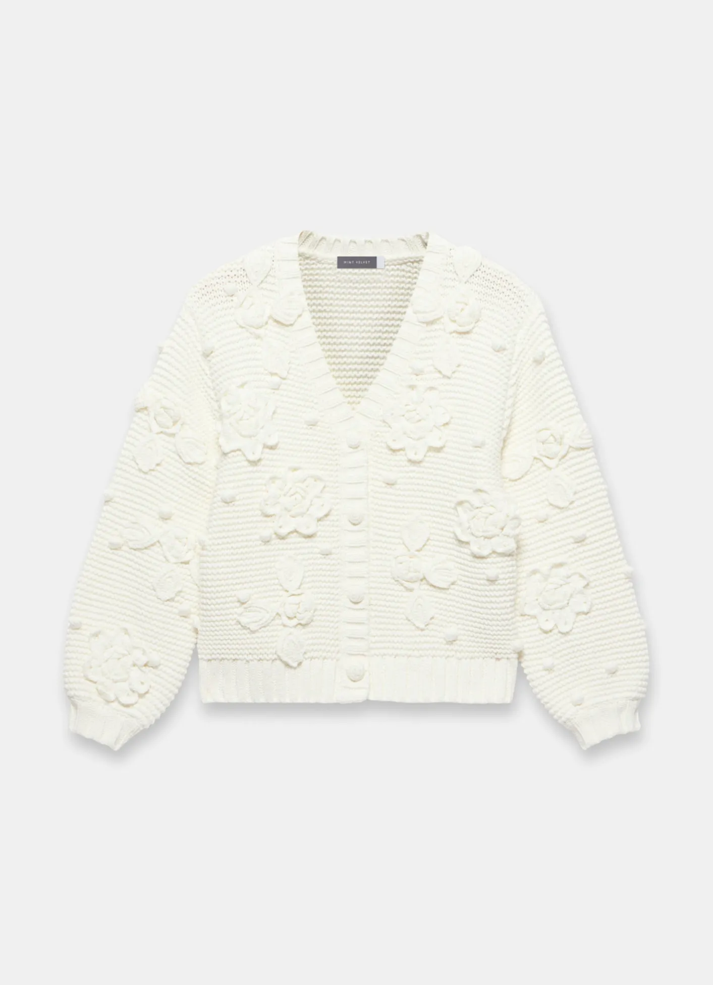 Cream Applique Flower Cardigan Cardigans|Jumpers & Cardigans