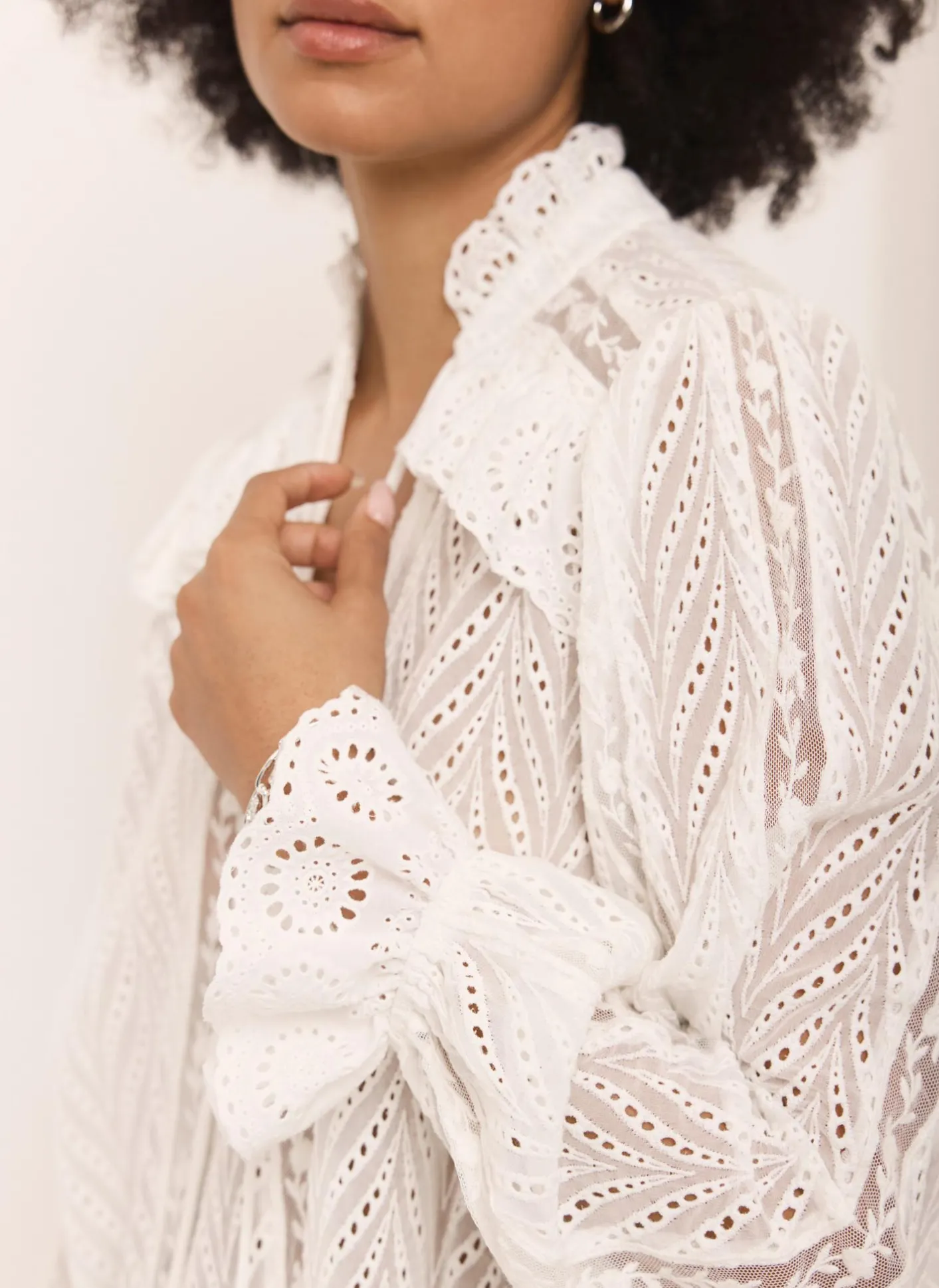 Broderie Trim Longline Blouse Shirts & Blouses