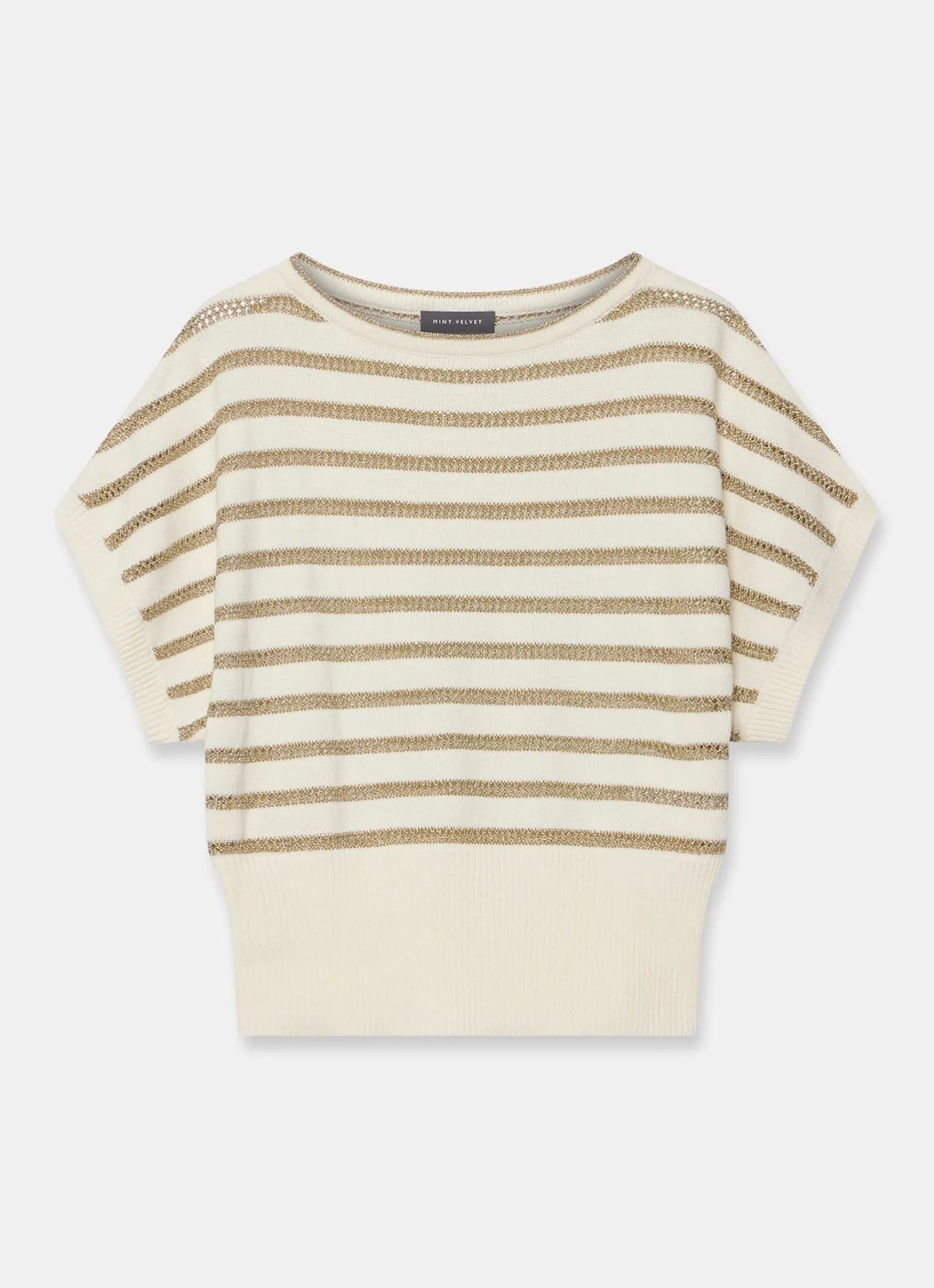 Online Cream Cotton Blend Metallic Stripe Top Jumpers|Jumpers & Cardigans
