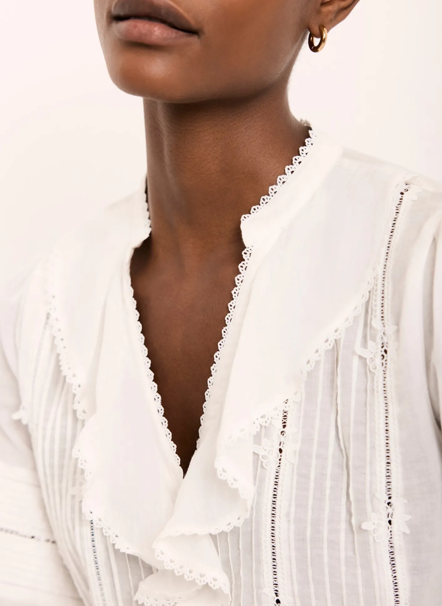 Best Cream Cotton Ruffle Blouse Shirts & Blouses