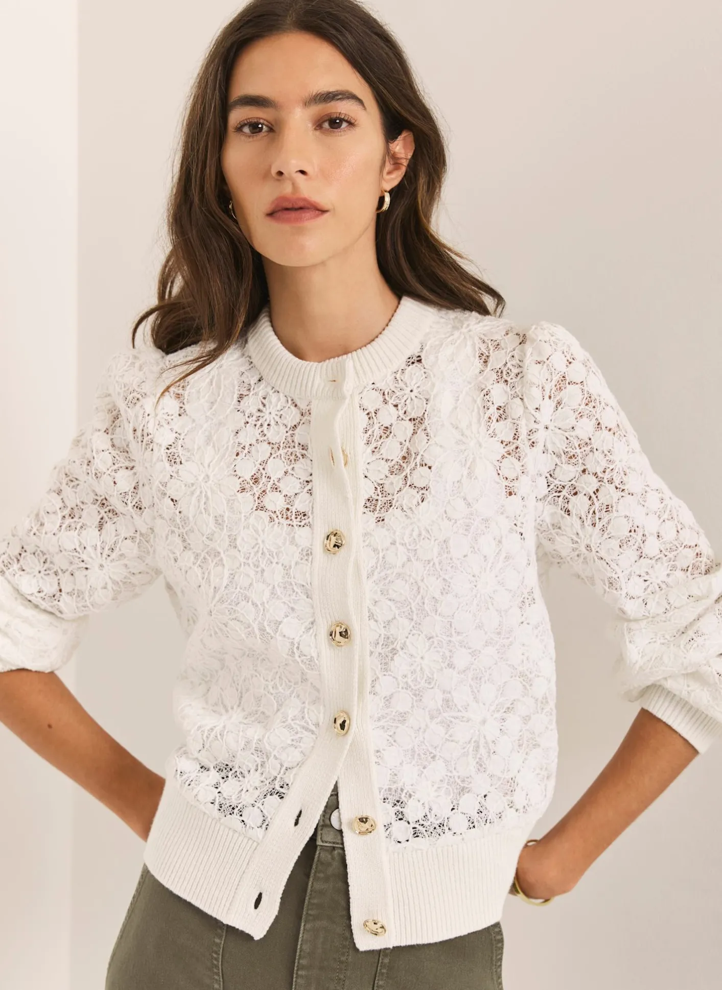 Outlet Cream Lace Cotton Blend Jacket Cardigans|Jumpers & Cardigans
