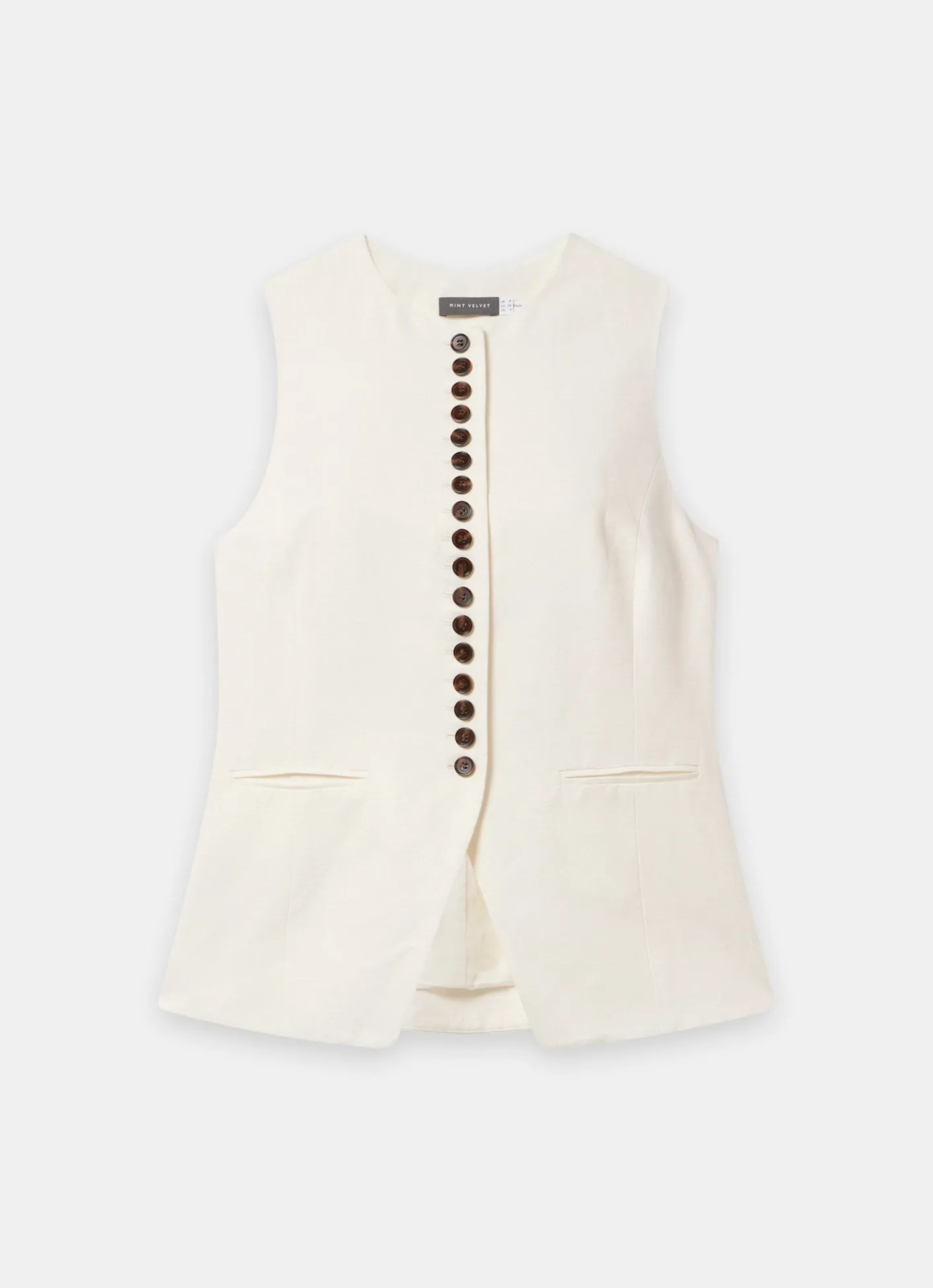 Outlet Linen Blend Longline Waistcoat Waistcoats