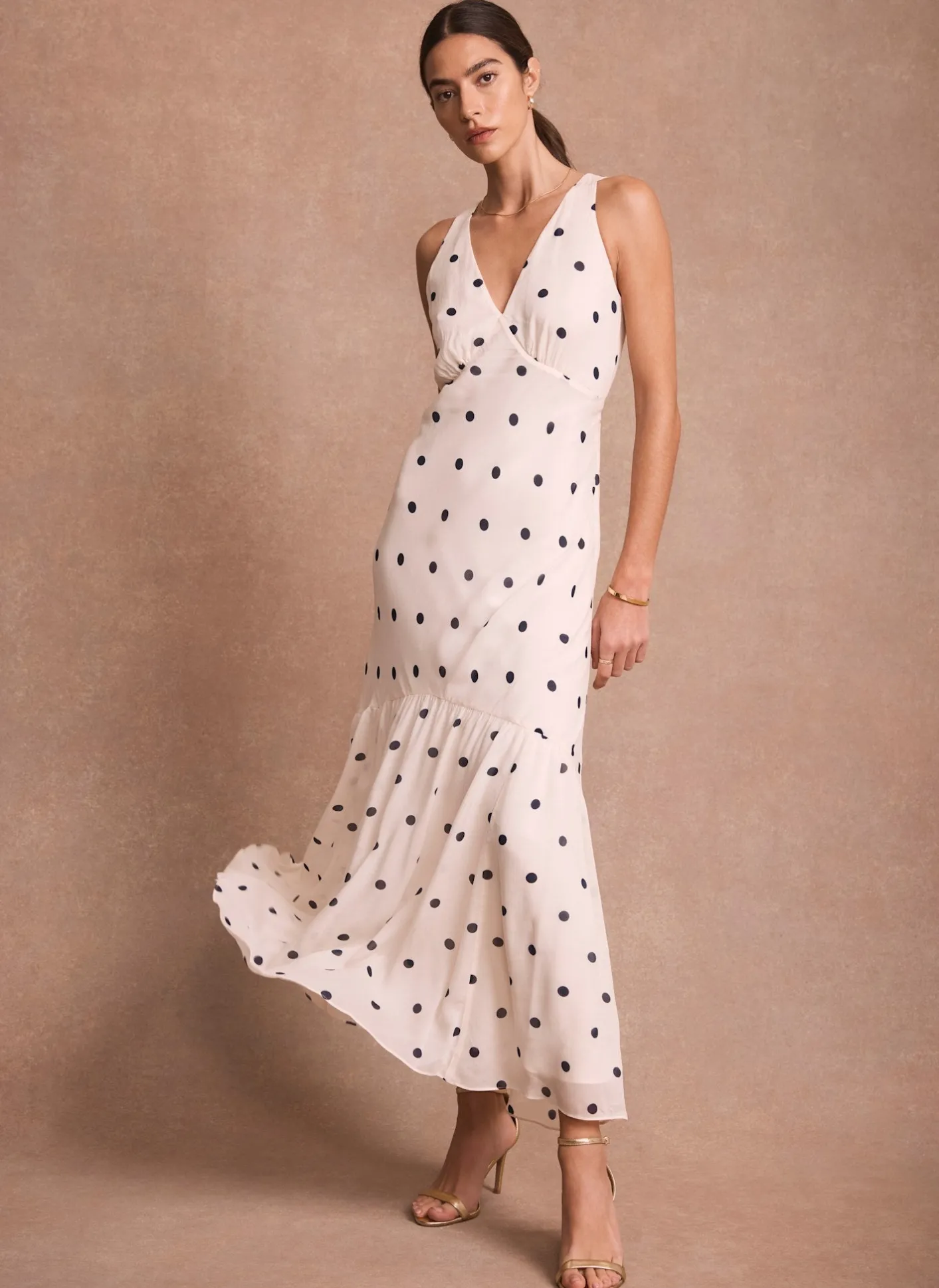 Polka Dot Print Cape Maxi Dress Occasion Dresses|Occasion Dresses
