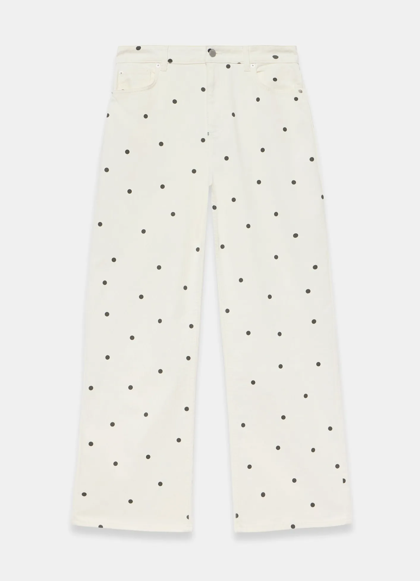 Sale Cream Polka Dot Wide Jeans Jeans|Wide Leg Jeans