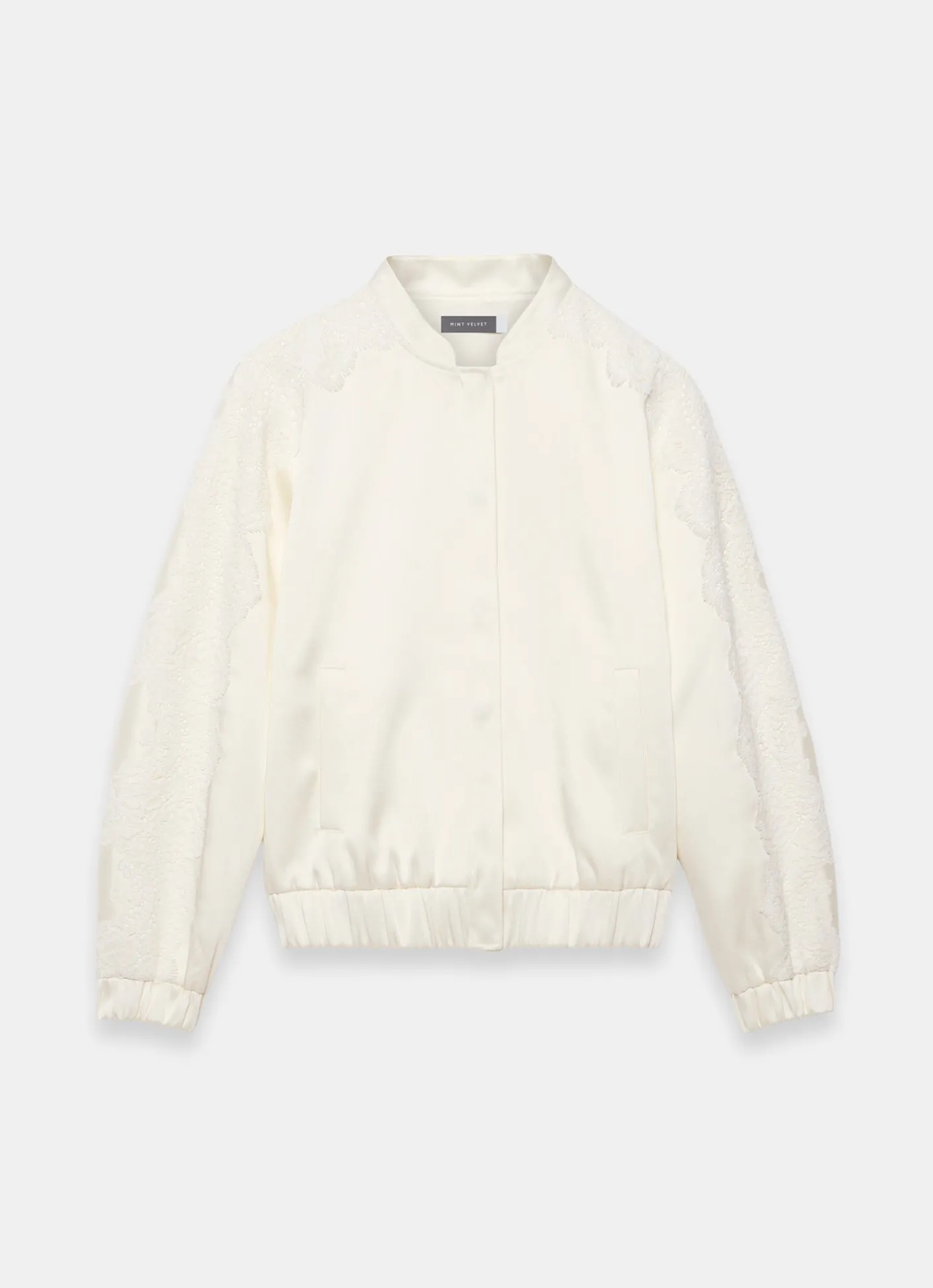 Clearance Satin Lace Sleeve Bomber Jacket Jackets