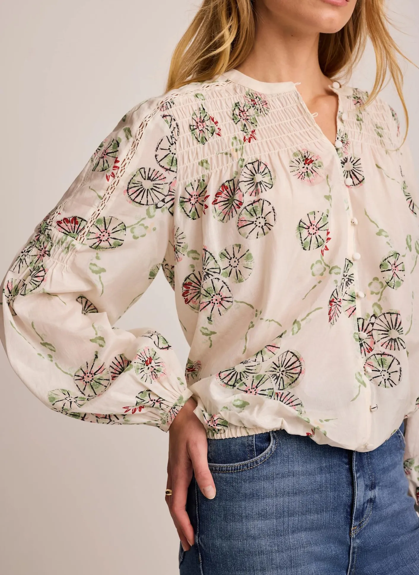 Best Shirred Printed Blouse Shirts & Blouses|All Tops