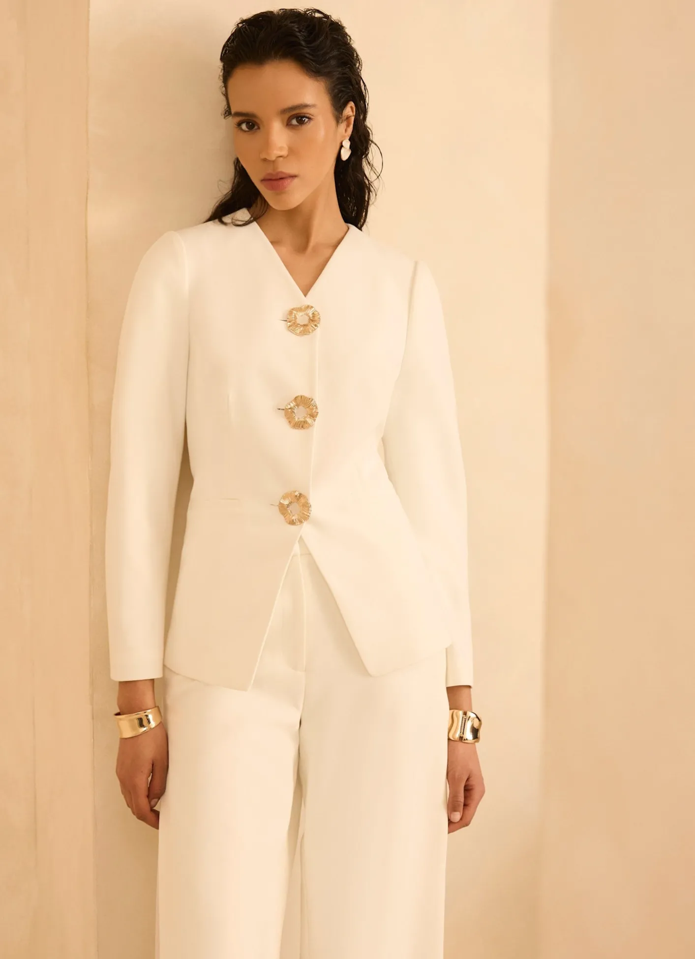 Hot Statement Button Sculpted Jacket Mv Limited|Jackets