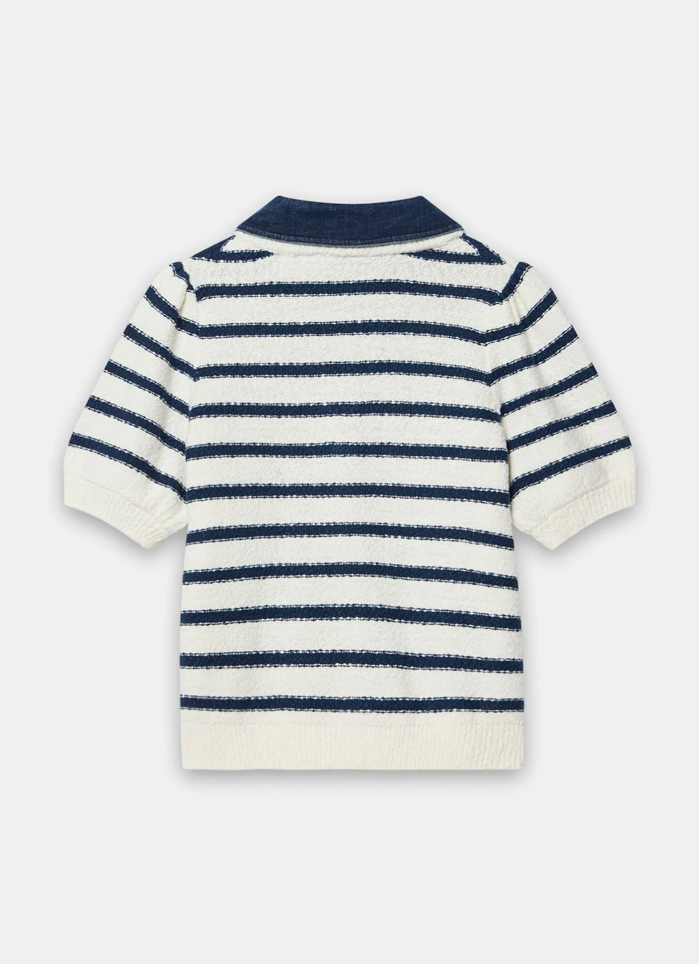 Sale Cream Striped Knit Denim Detail Tops Jumpers|Jumpers & Cardigans