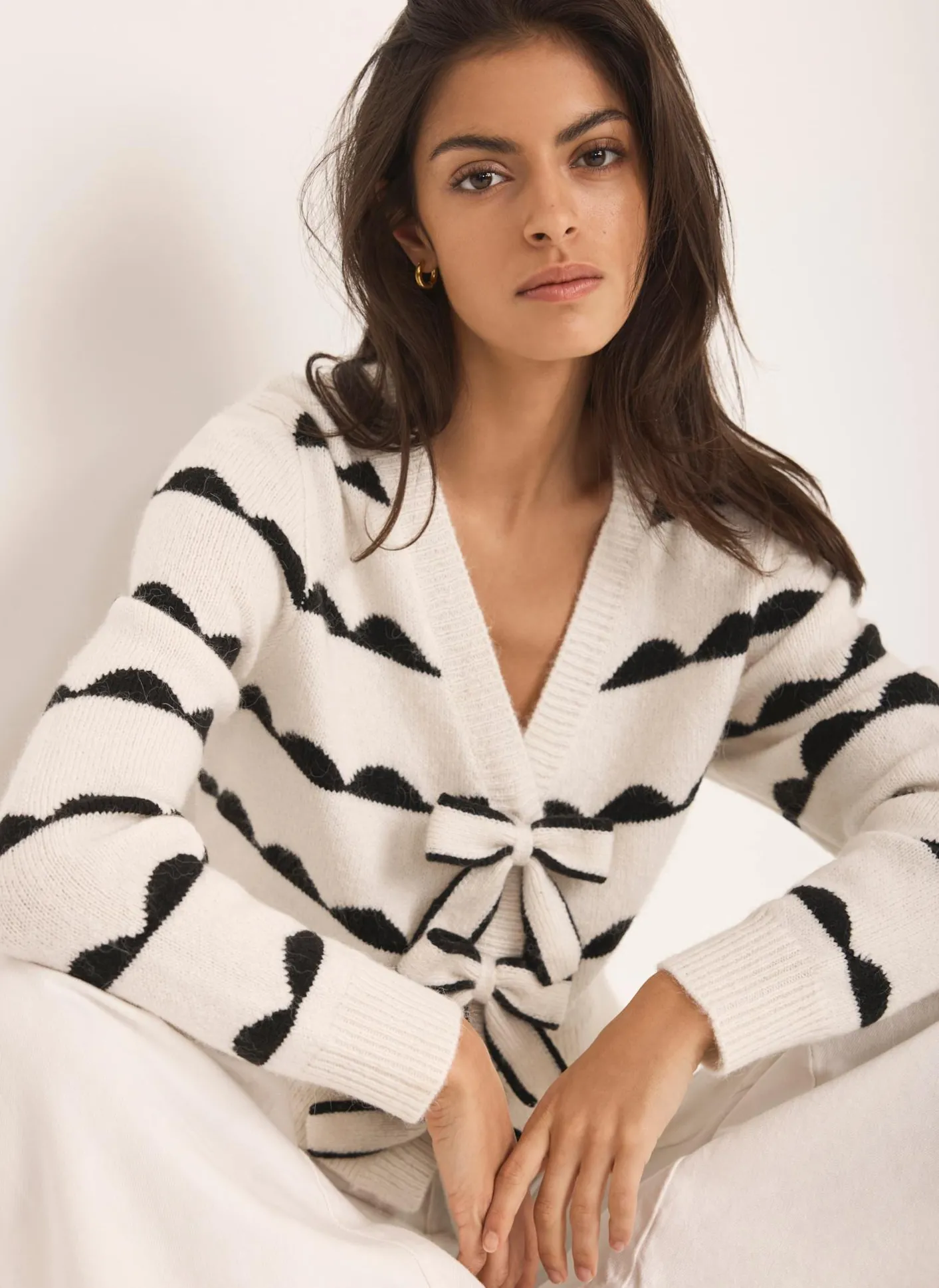 Outlet Cream Wool Blend Bow Detail Cardigan Cardigans|Jumpers & Cardigans