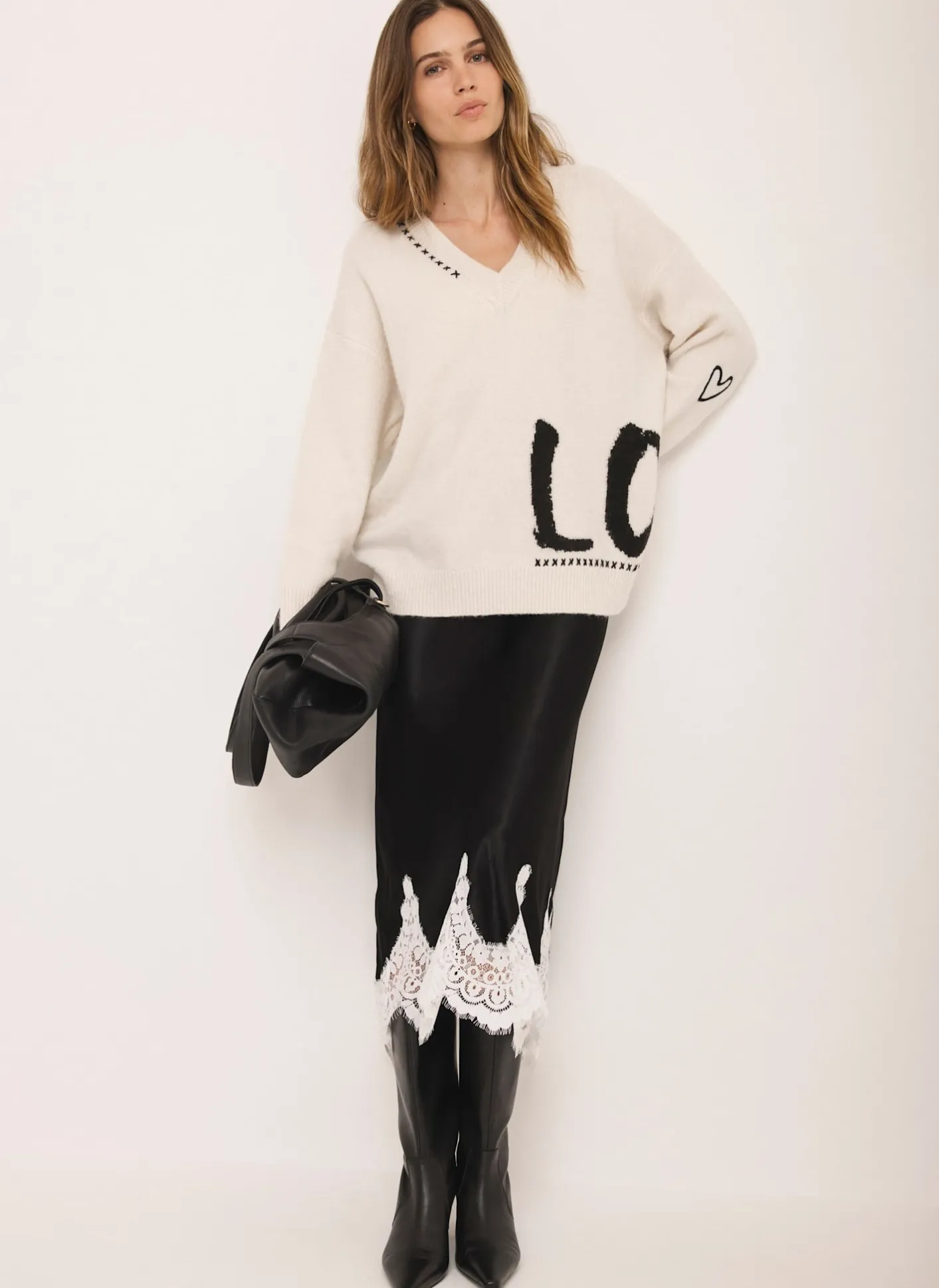 Hot Wool Blend Graphic Love Jumper Jumpers|Jumpers & Cardigans
