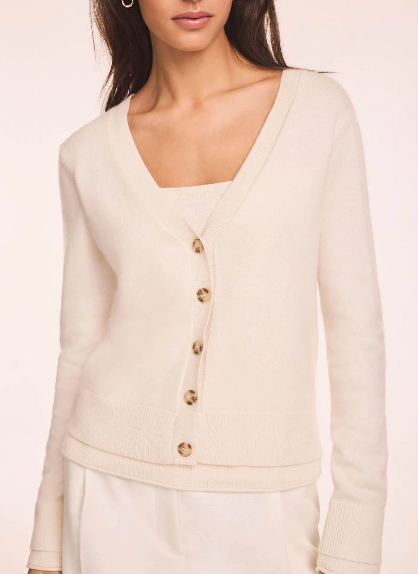 Sale Cream Wool Blend Layered Cardigan Cardigans|Jumpers & Cardigans