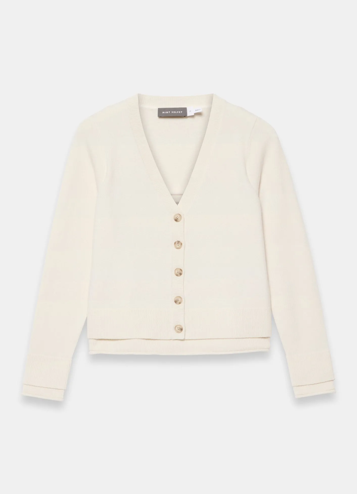 Sale Cream Wool Blend Layered Cardigan Cardigans|Jumpers & Cardigans