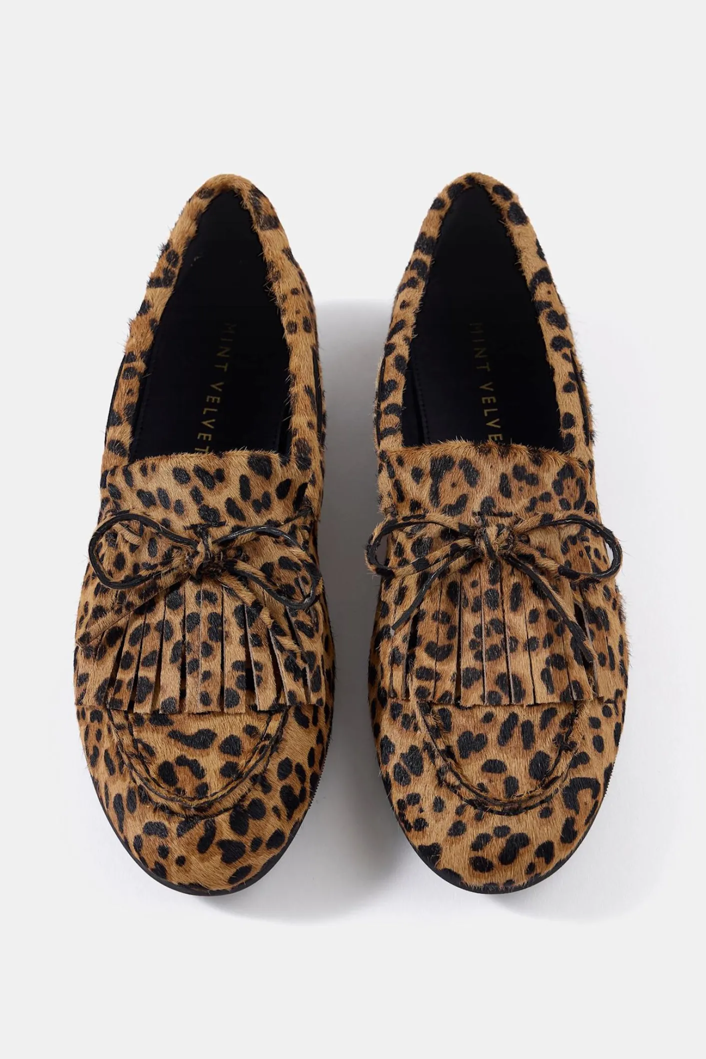 Gaia Leopard Print Textured Loafers Flat Shoes