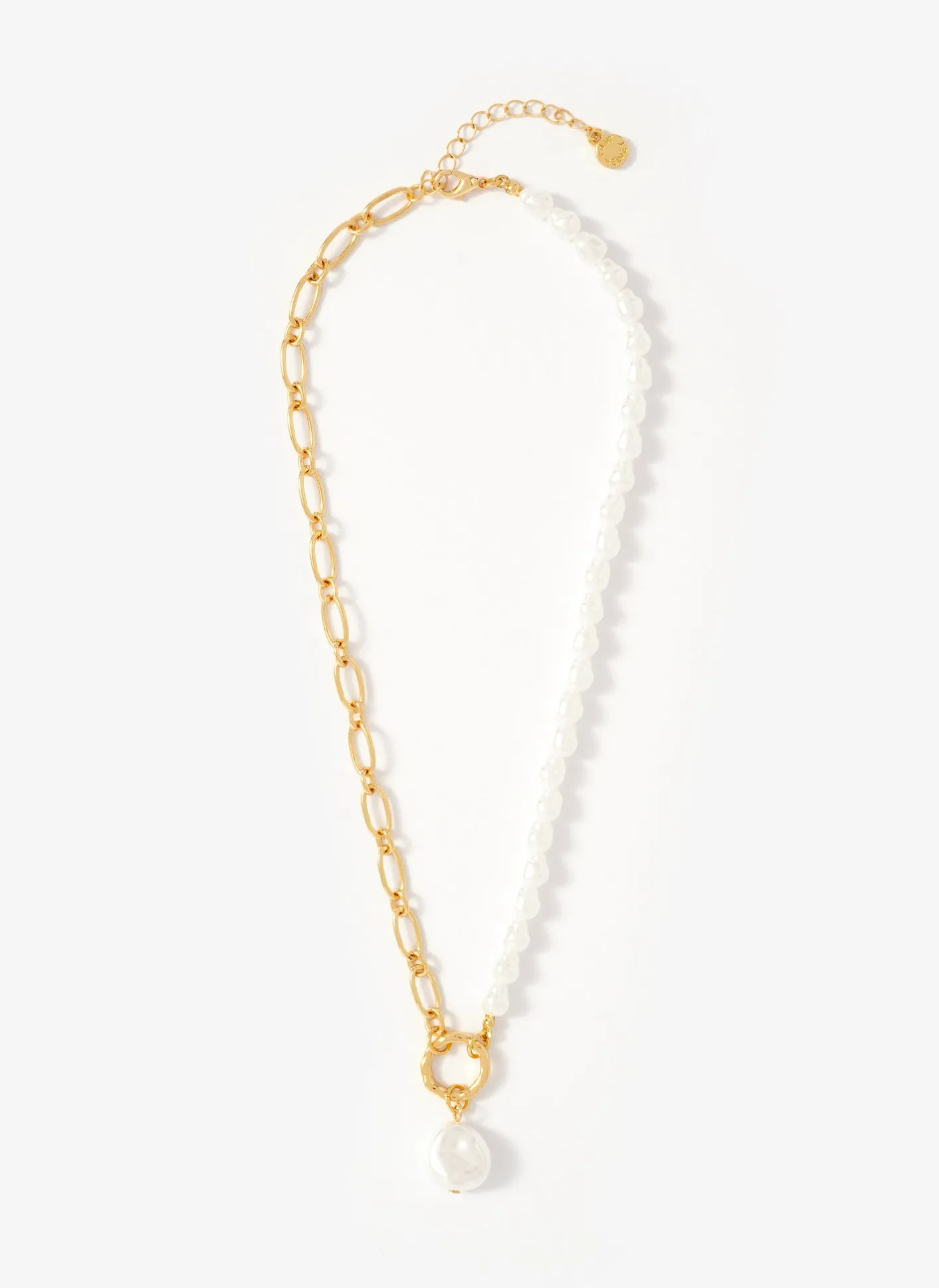 Clearance Tone Chain & Pearl Drop Necklace Jewellery|Jewelry