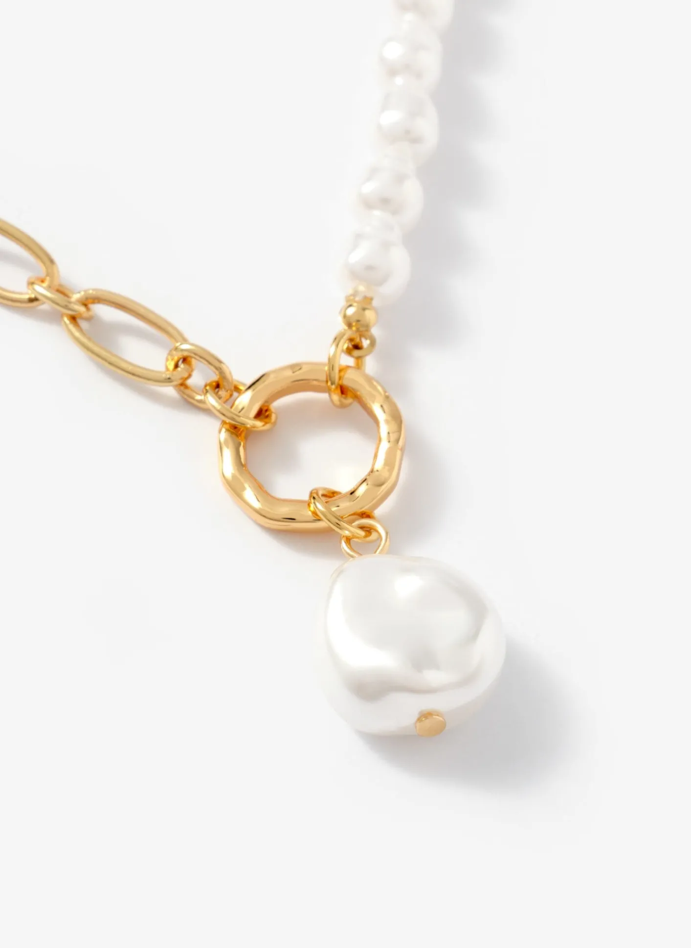Clearance Tone Chain & Pearl Drop Necklace Jewellery|Jewelry