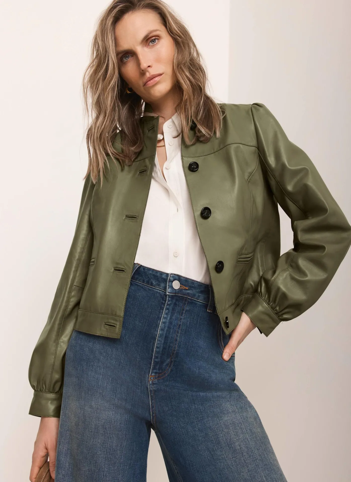 Discount Leather Puff Sleeve Jacket Jackets|Leather & Suede Jackets