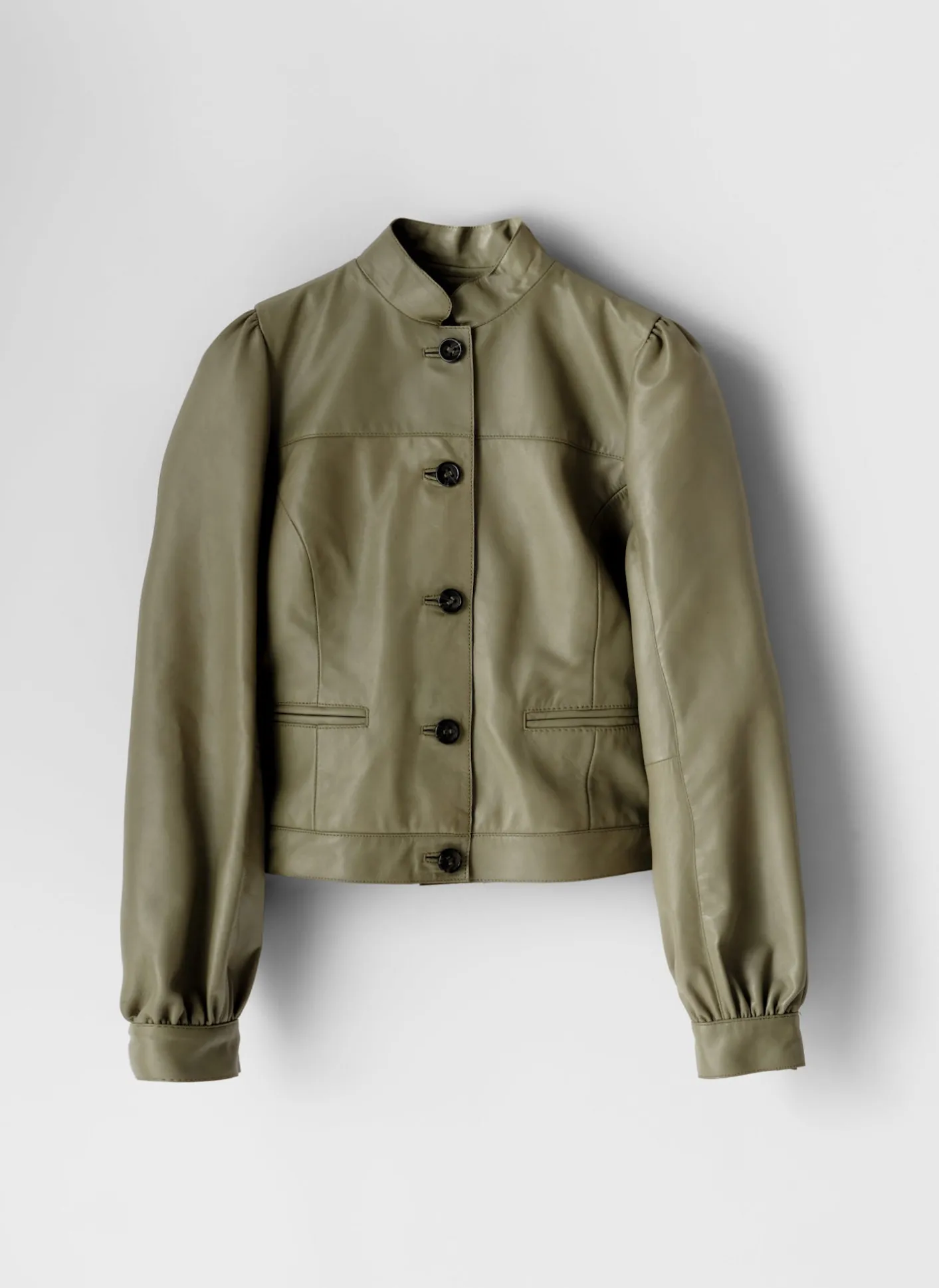Discount Leather Puff Sleeve Jacket Jackets|Leather & Suede Jackets