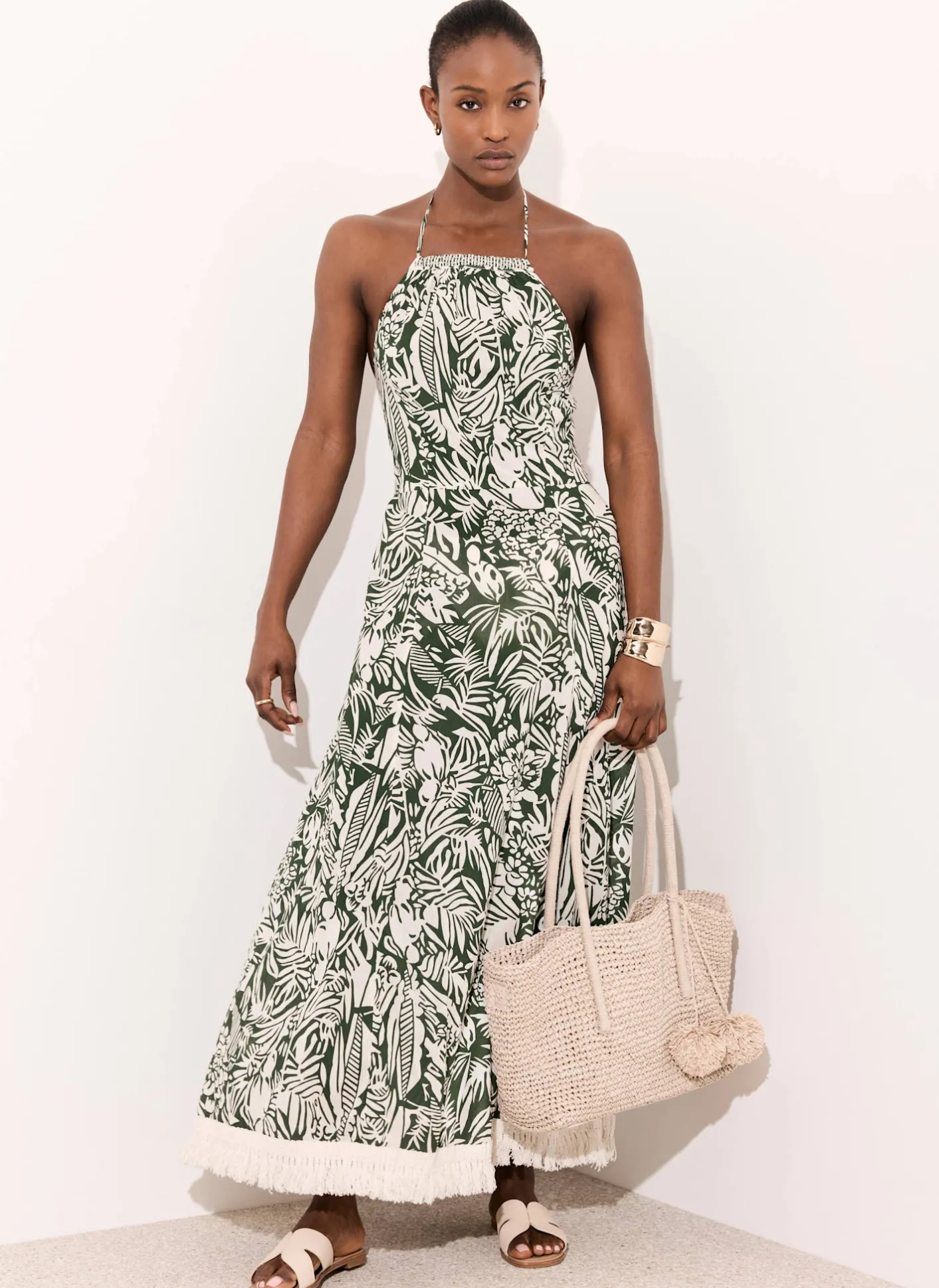 Printed Cotton Halterneck Maxi Dress Summer Dresses|Maxi Dresses