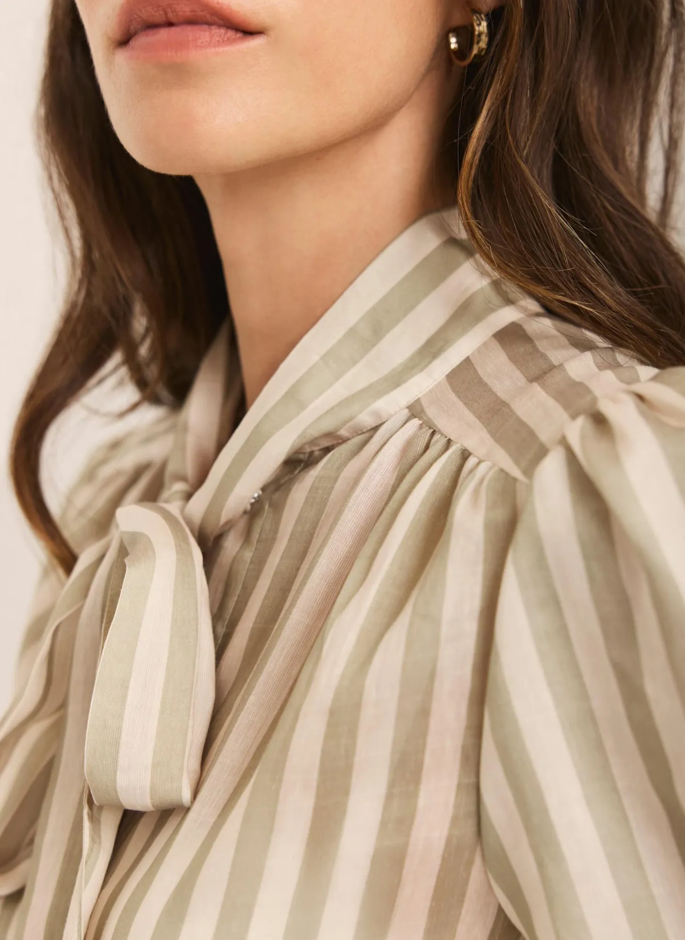 New Striped Puff Sleeve Blouse Shirts & Blouses