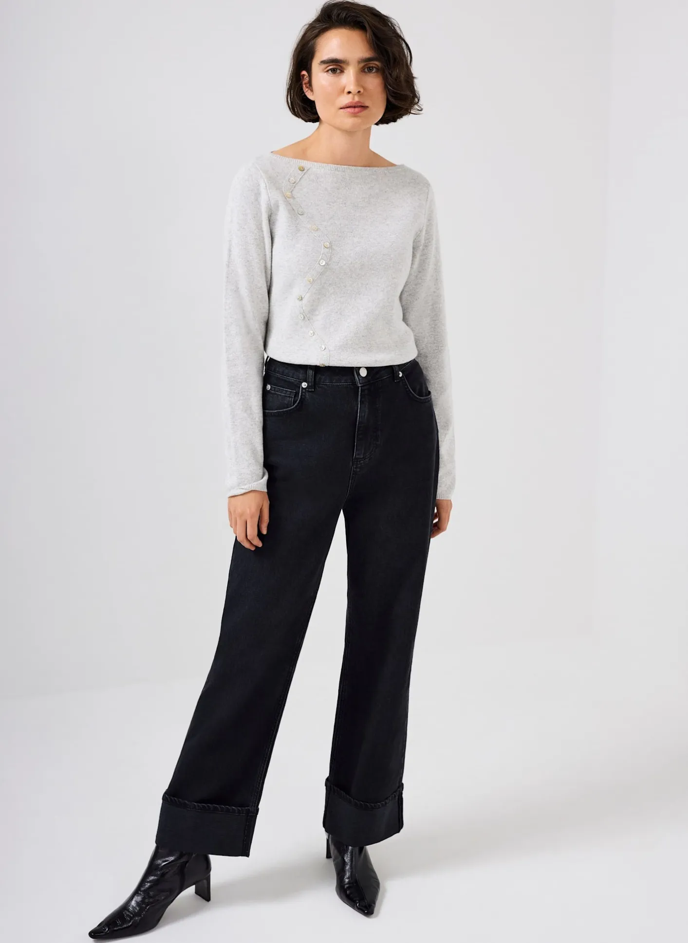 Clearance Button Detail Knit Top Knitted Tops|Knitted Tops