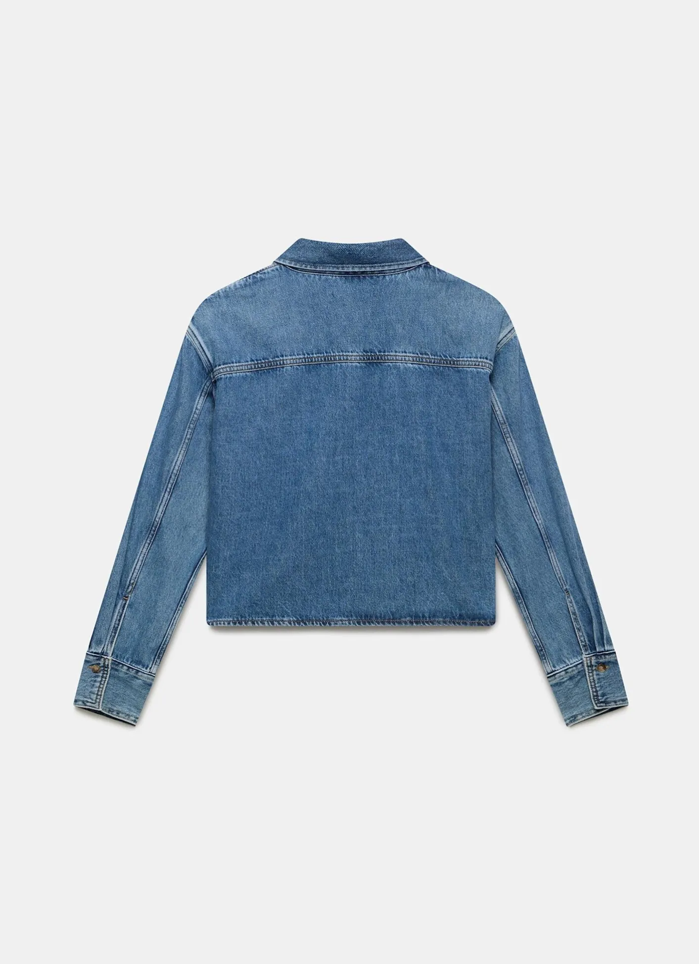 Best Indigo Cropped Denim Shirt Shirts & Blouses