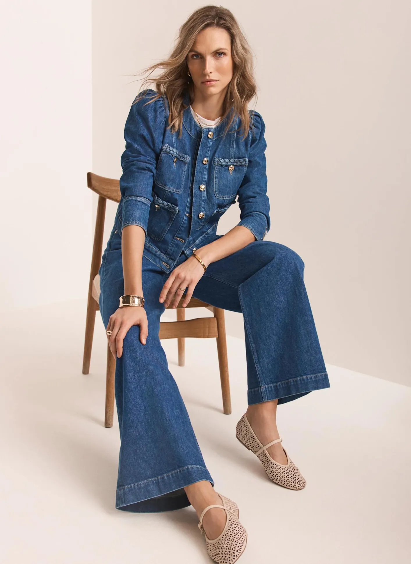 Clearance Indigo Plait Detail Denim Jacket Jackets|Denim Jackets