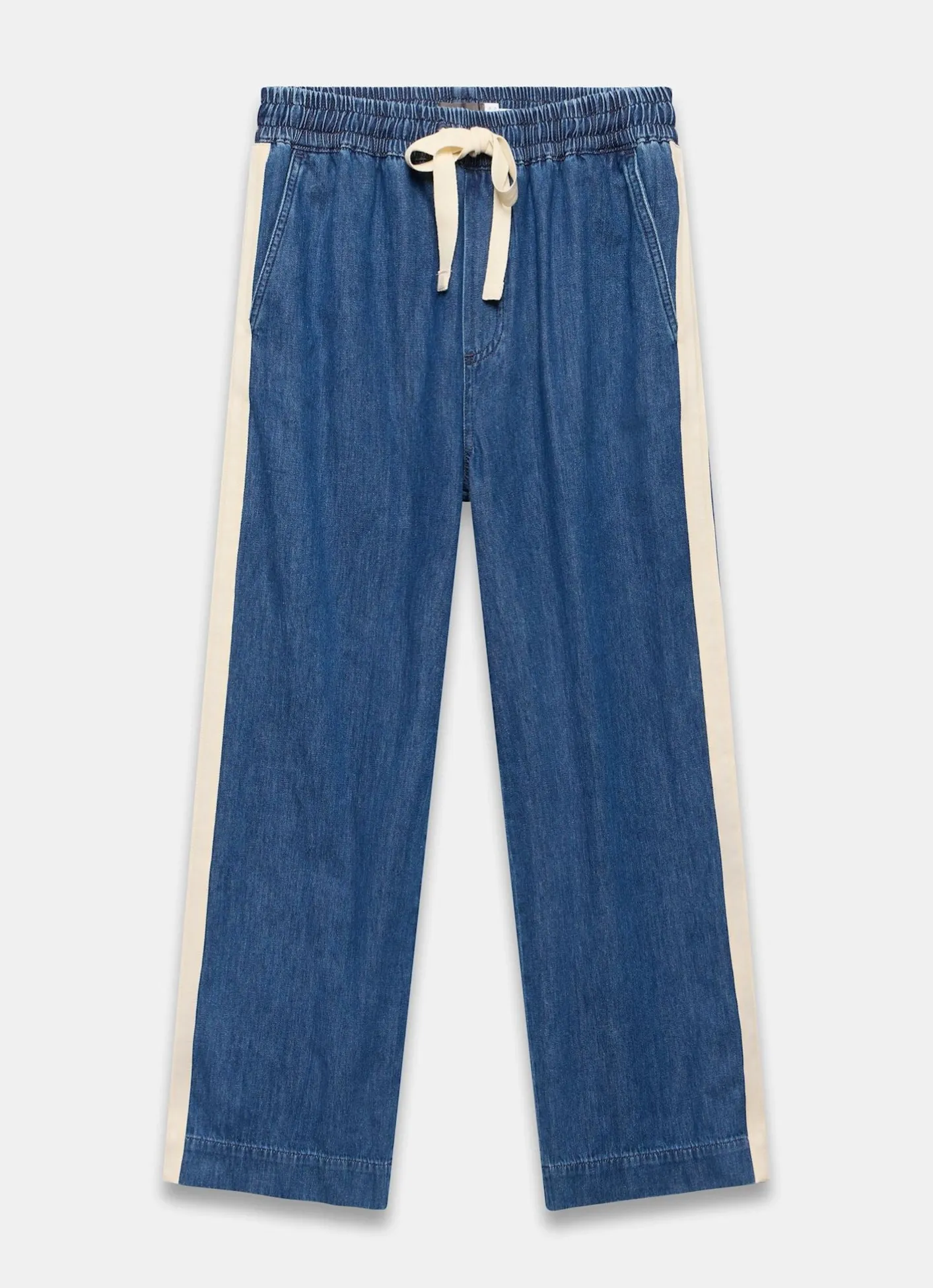 Best Indigo Tie Waist Side Stripe Wide Jeans Wide Leg Jeans