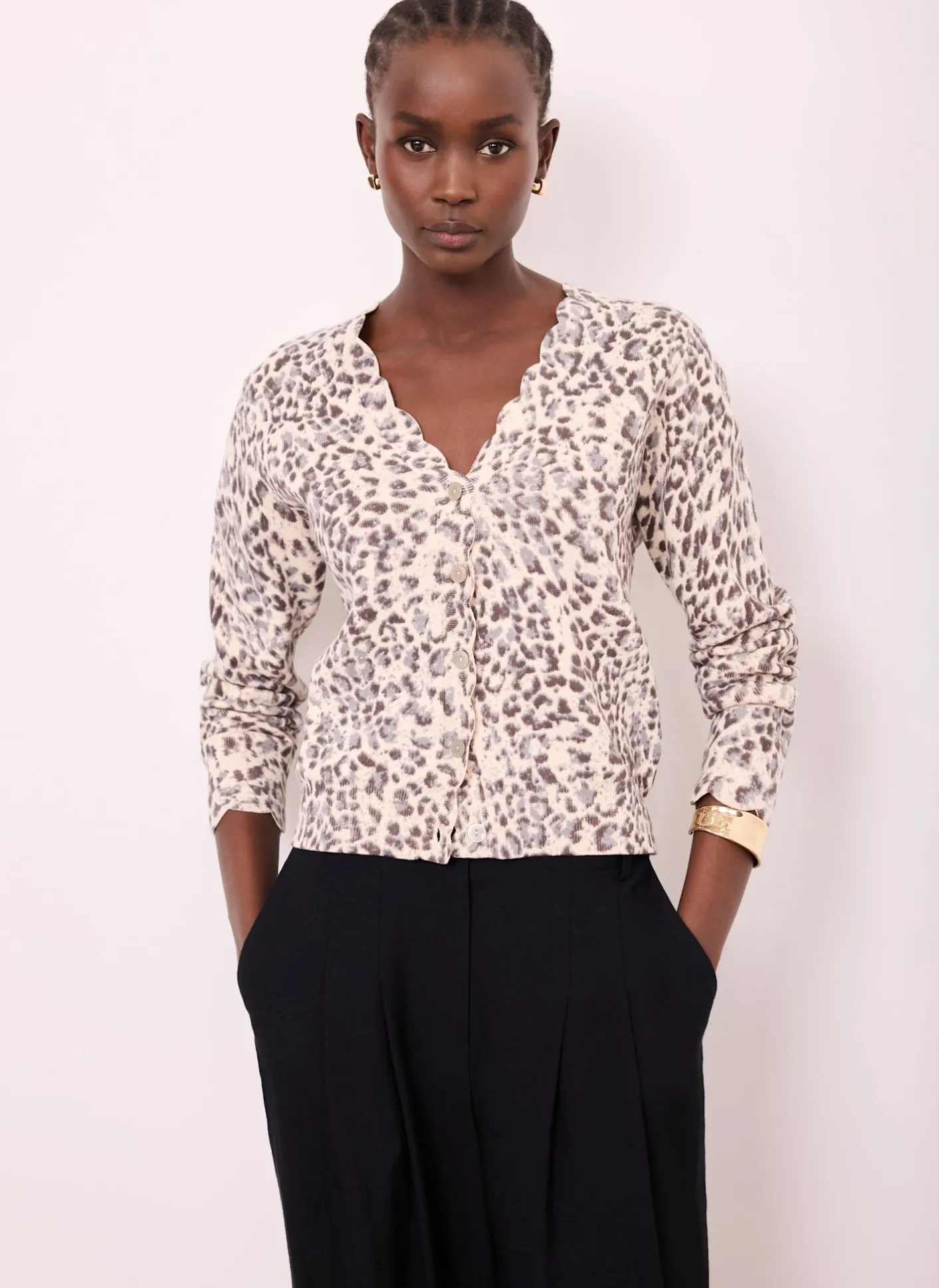 Discount Leopard Print Cotton Cardigan Cardigans|Jumpers & Cardigans