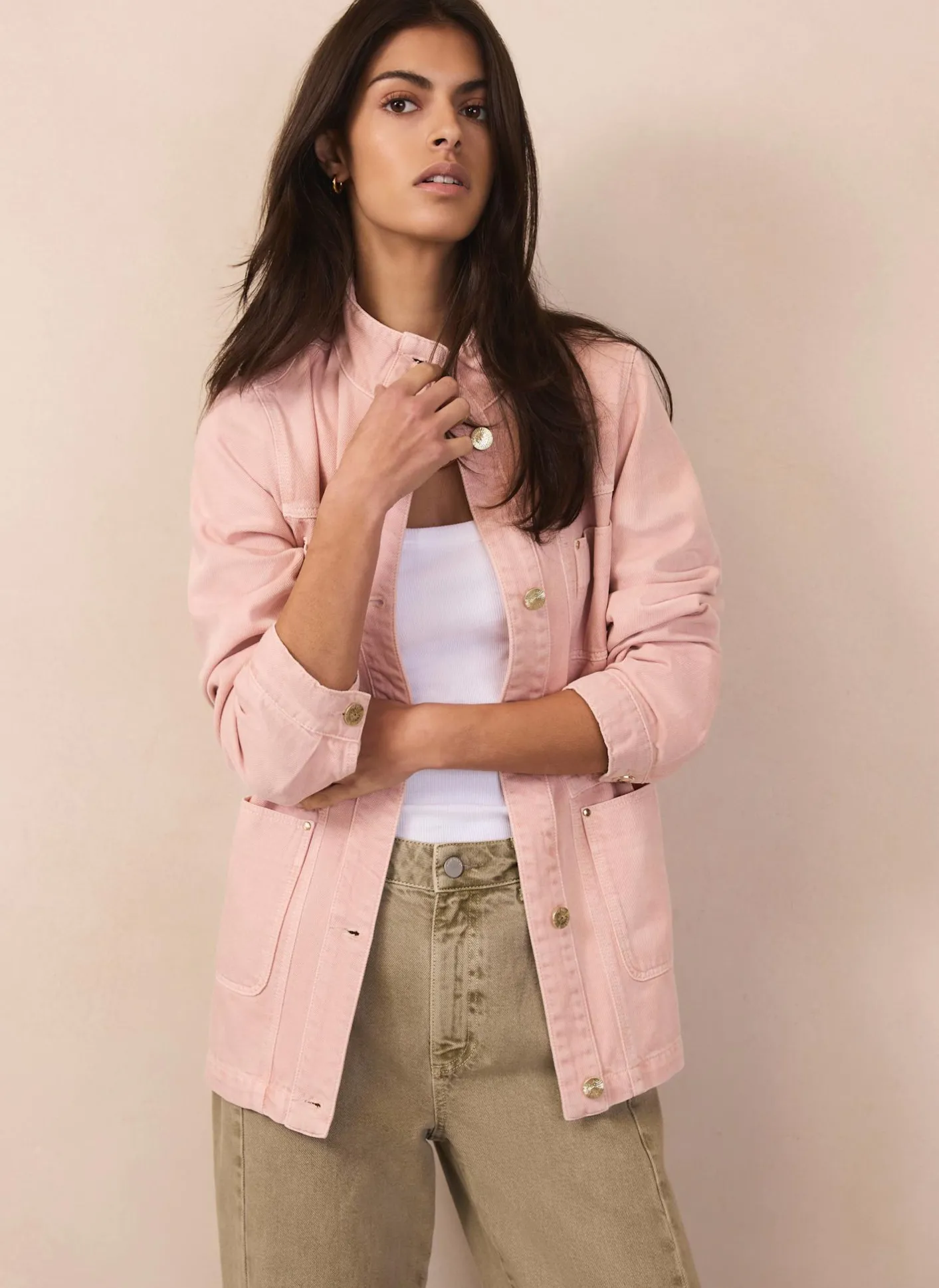 Outlet Cotton Utility Shacket Jackets